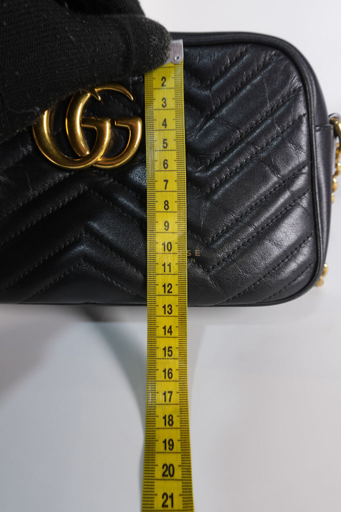 Marmont Camera Bag in Black Matelasse Leather | Purse Maison Luxury Bags Shop