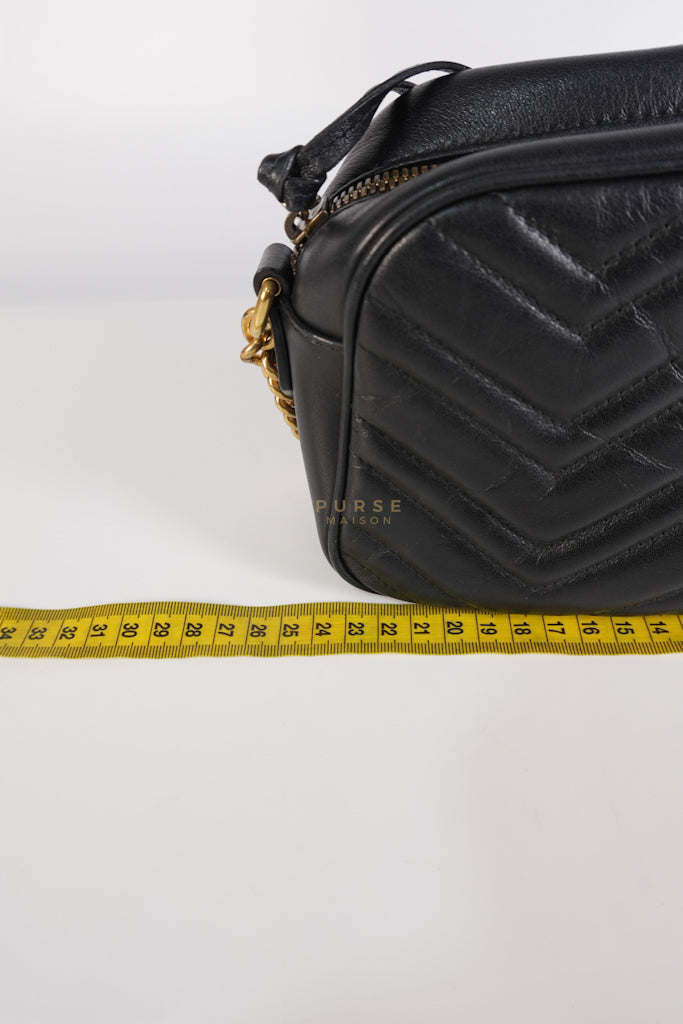 Marmont Camera Bag in Black Matelasse Leather | Purse Maison Luxury Bags Shop