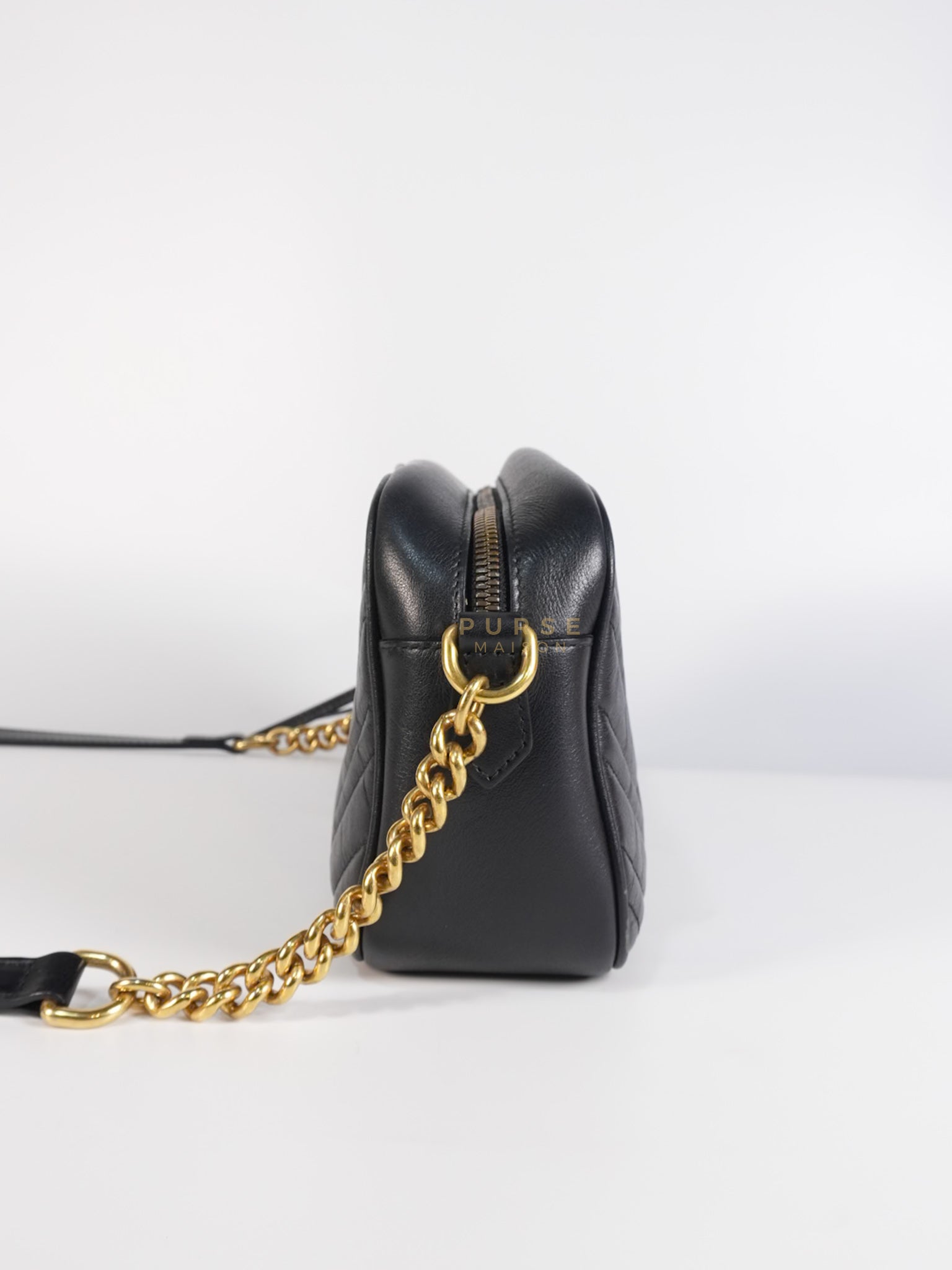 Marmont Camera Bag in Black Matelasse Leather | Purse Maison Luxury Bags Shop