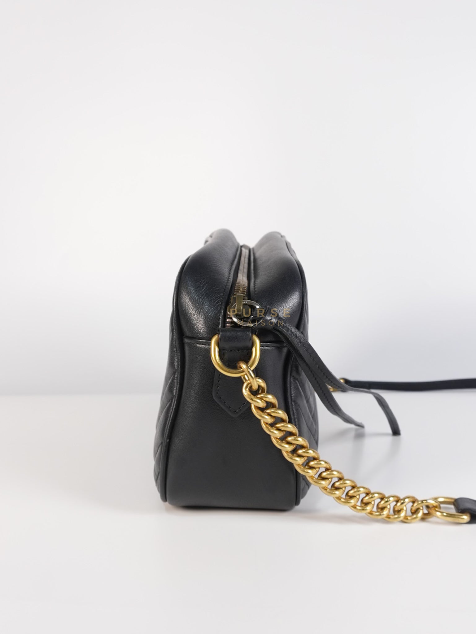 Marmont Camera Bag in Black Matelasse Leather | Purse Maison Luxury Bags Shop