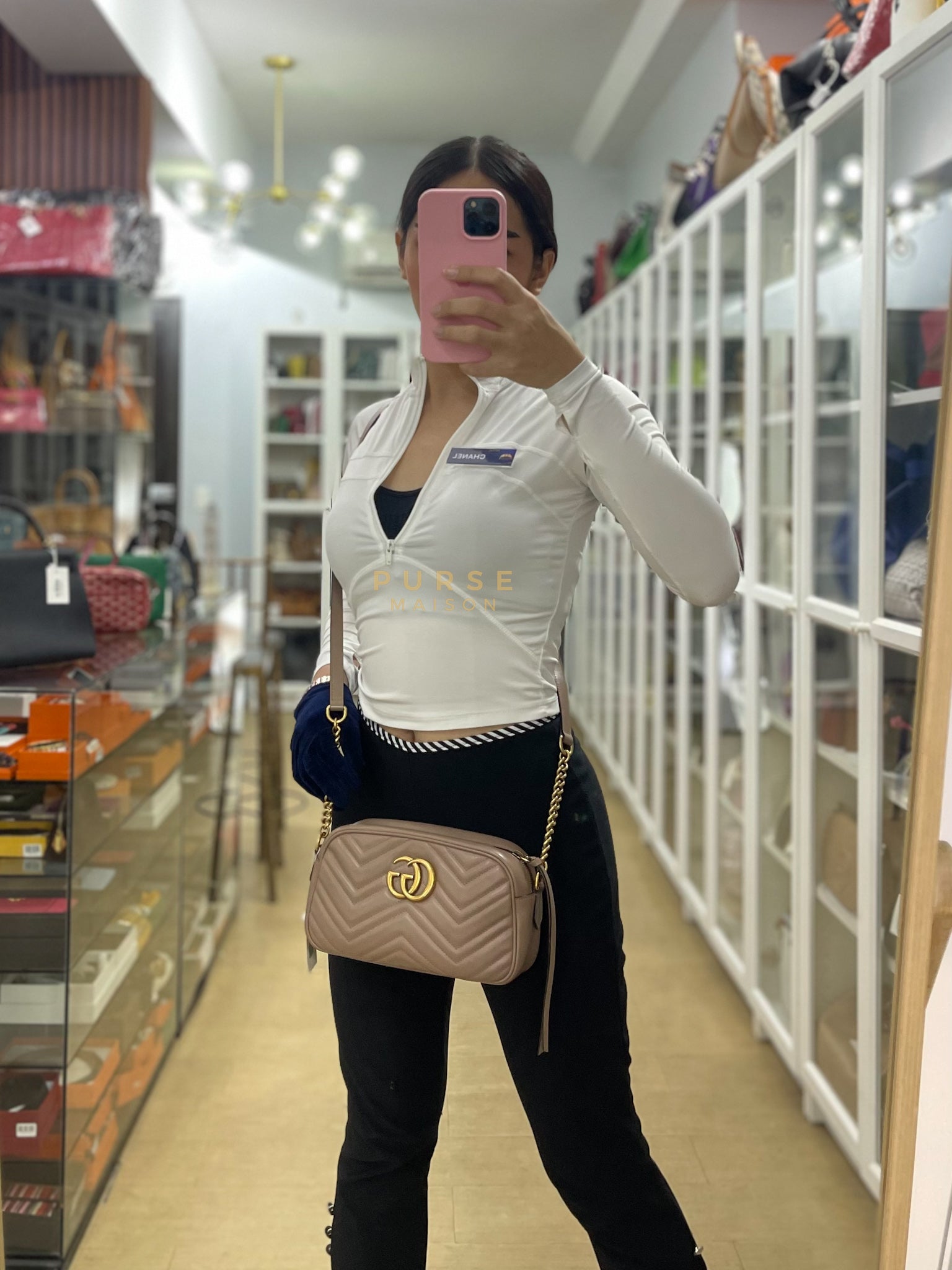 Marmont Camera Bag in Dusty Rose | Purse Maison Luxury Bags Shop