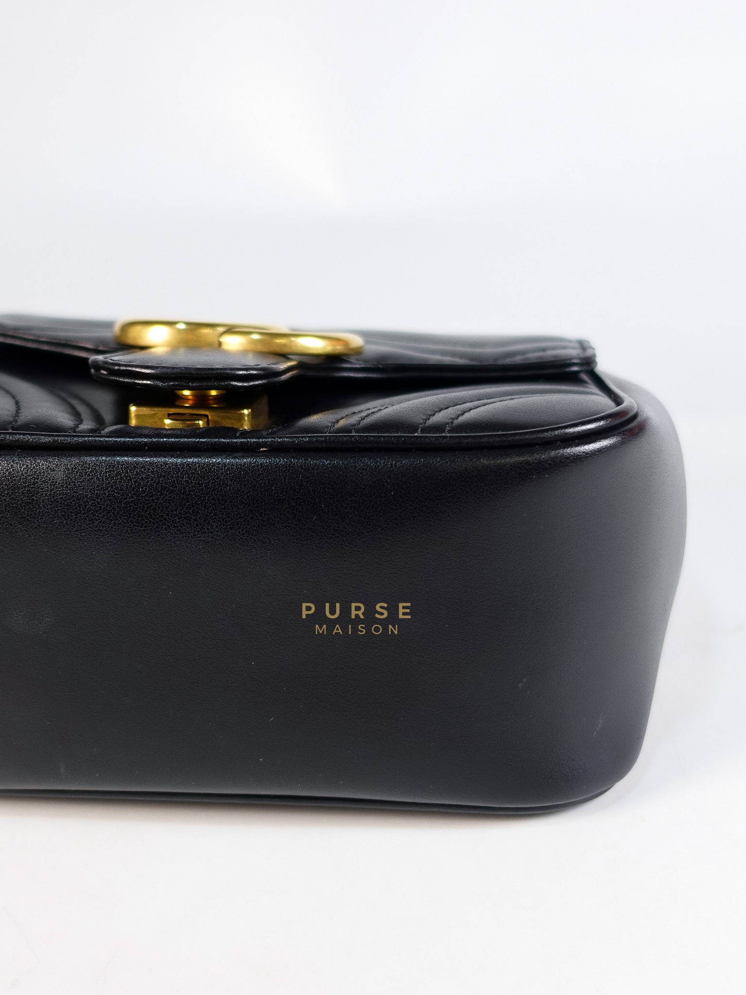 Marmont Flap Bag Mini in Black Matelasse Leather & Gold Hardware | Purse Maison Luxury Bags Shop