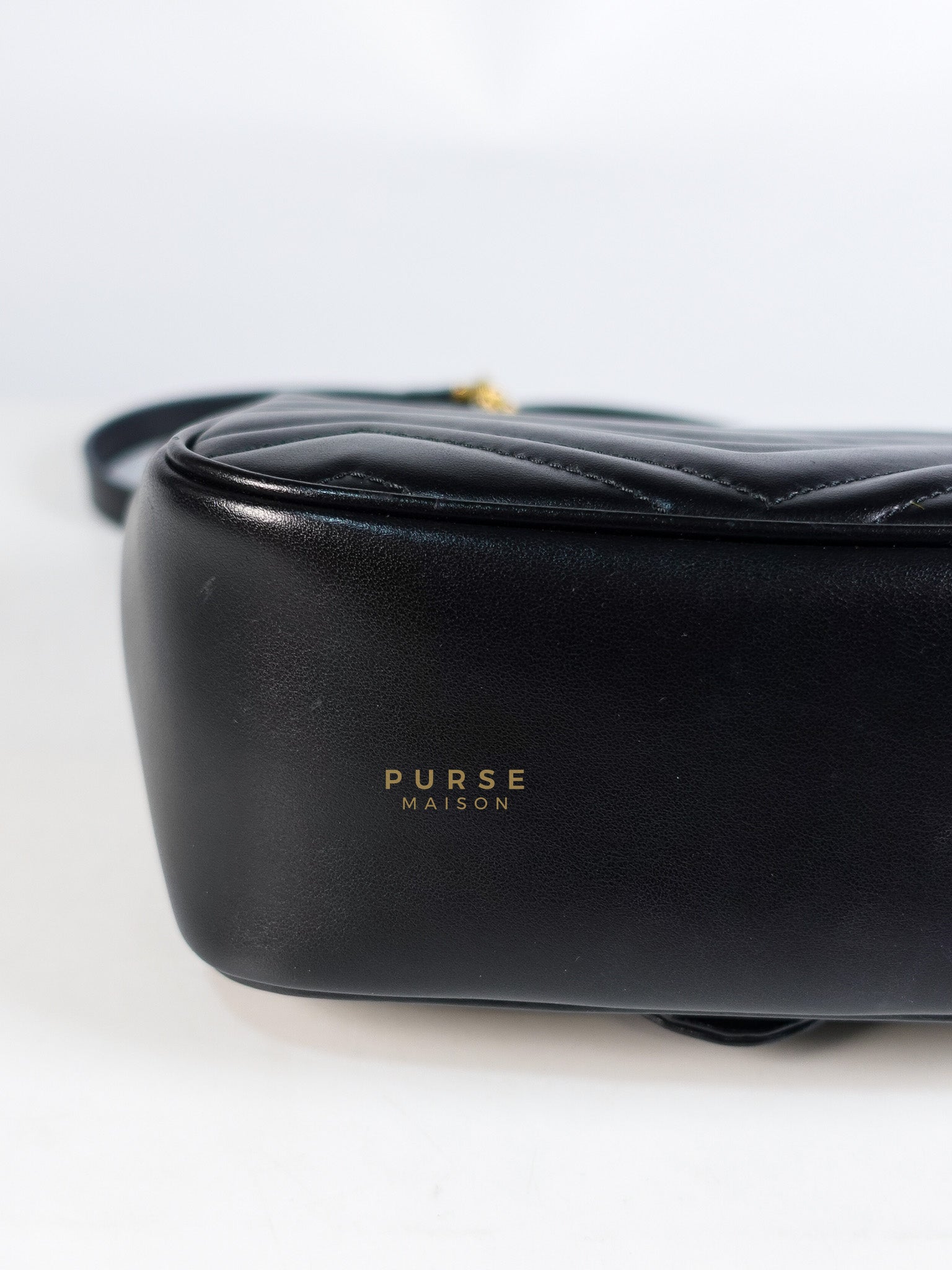 Marmont Flap Bag Mini in Black Matelasse Leather & Gold Hardware | Purse Maison Luxury Bags Shop
