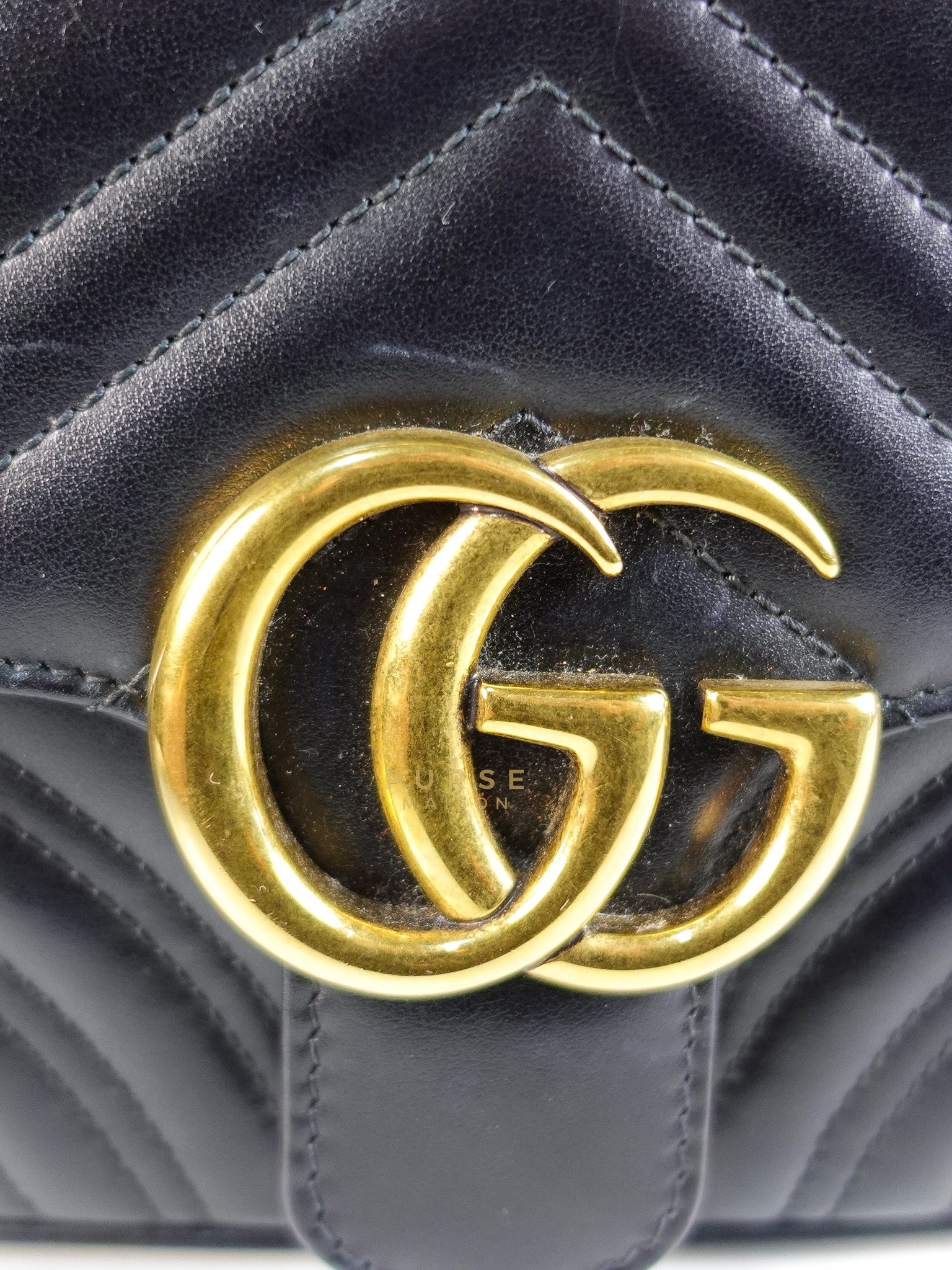 Marmont Flap Bag Mini in Black Matelasse Leather & Gold Hardware | Purse Maison Luxury Bags Shop