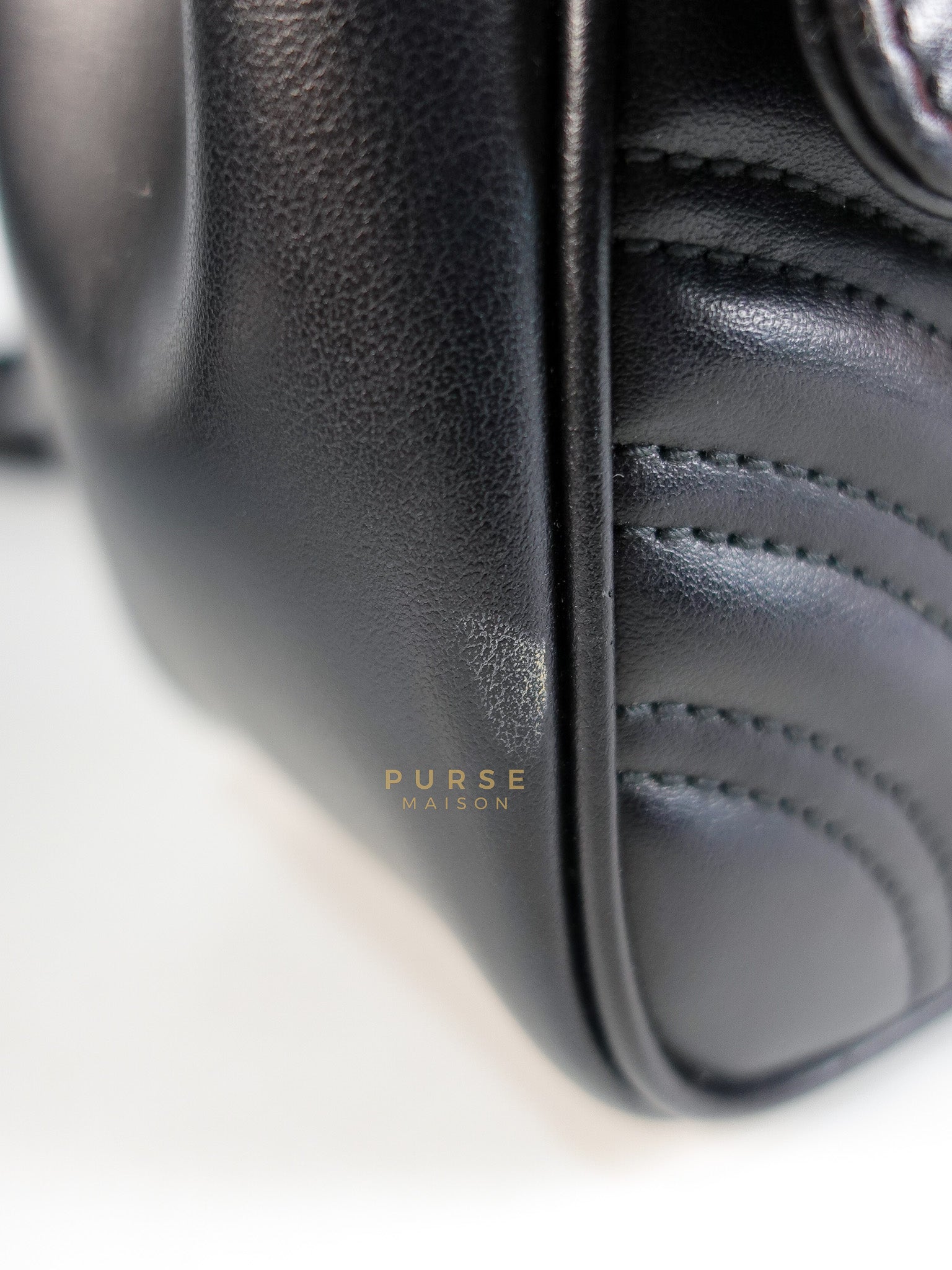 Marmont Flap Bag Mini in Black Matelasse Leather & Gold Hardware | Purse Maison Luxury Bags Shop