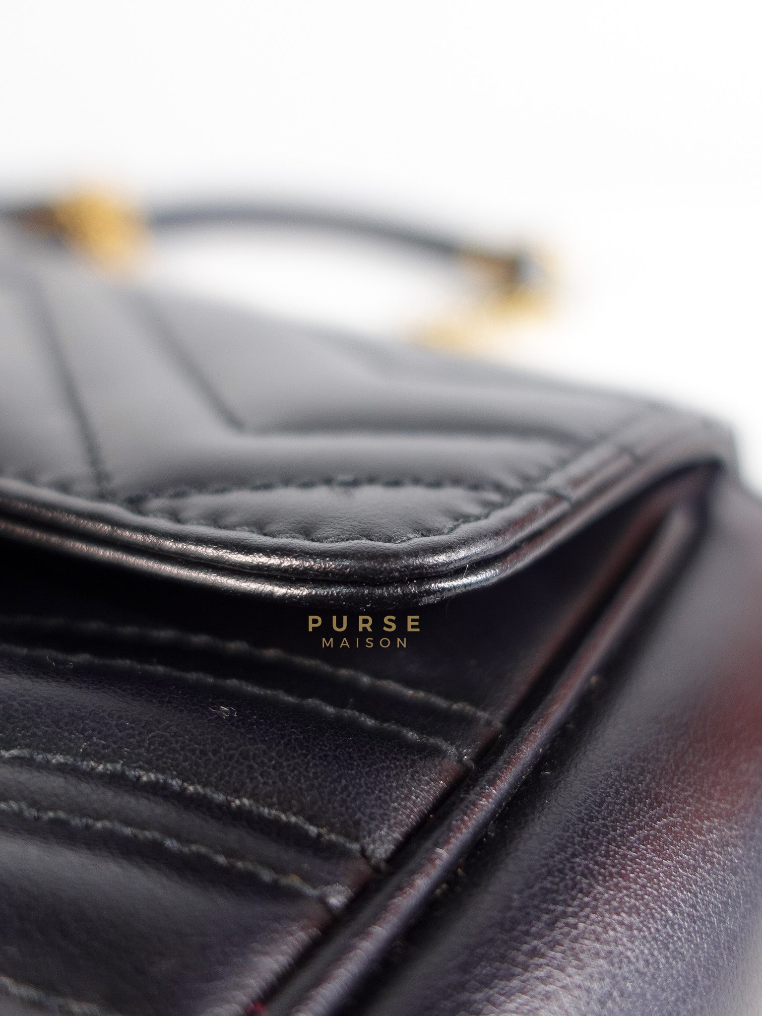 Marmont Flap Bag Mini in Black Matelasse Leather & Gold Hardware | Purse Maison Luxury Bags Shop