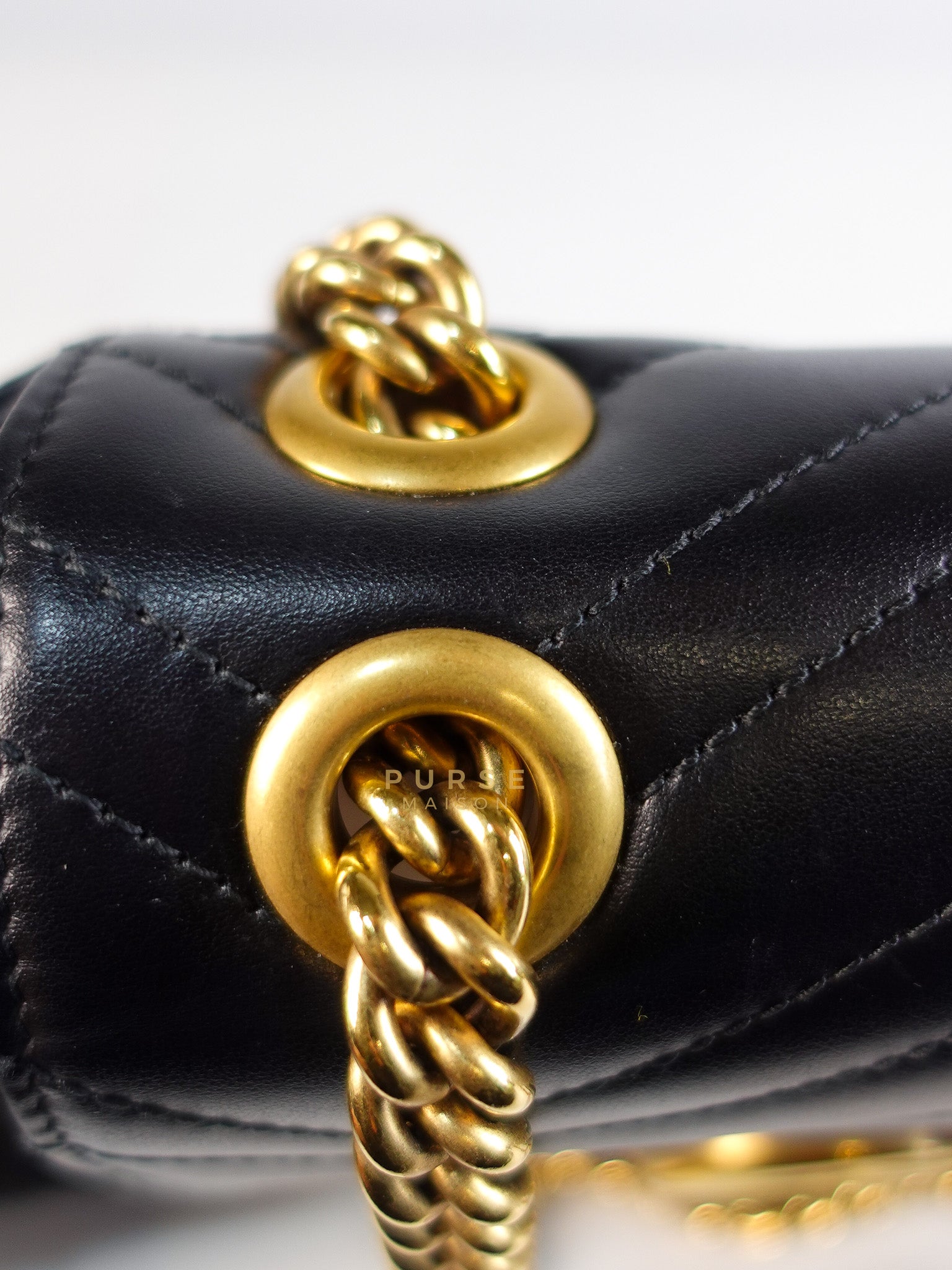 Marmont Flap Bag Mini in Black Matelasse Leather & Gold Hardware | Purse Maison Luxury Bags Shop