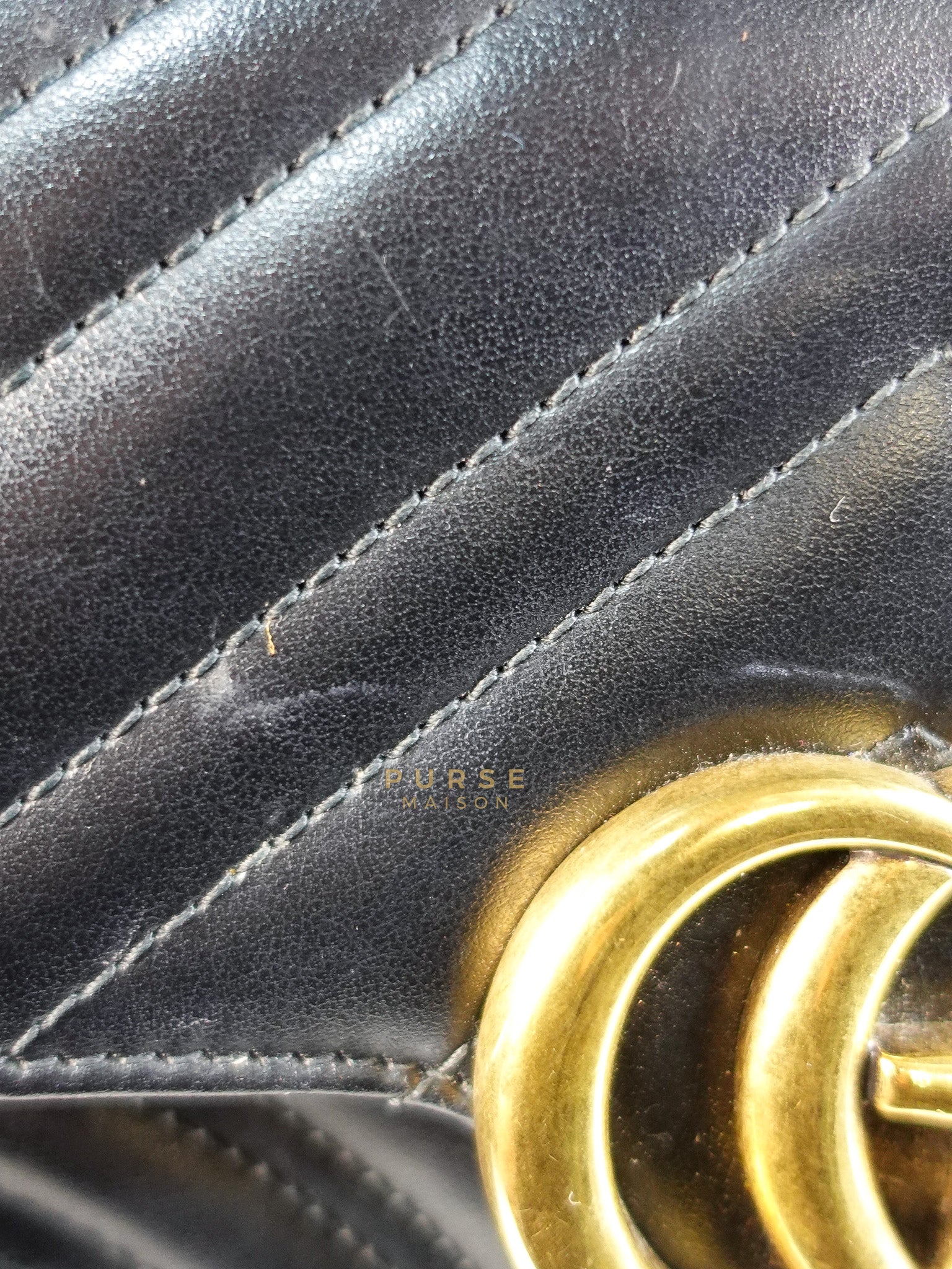 Marmont Flap Bag Mini in Black Matelasse Leather & Gold Hardware | Purse Maison Luxury Bags Shop
