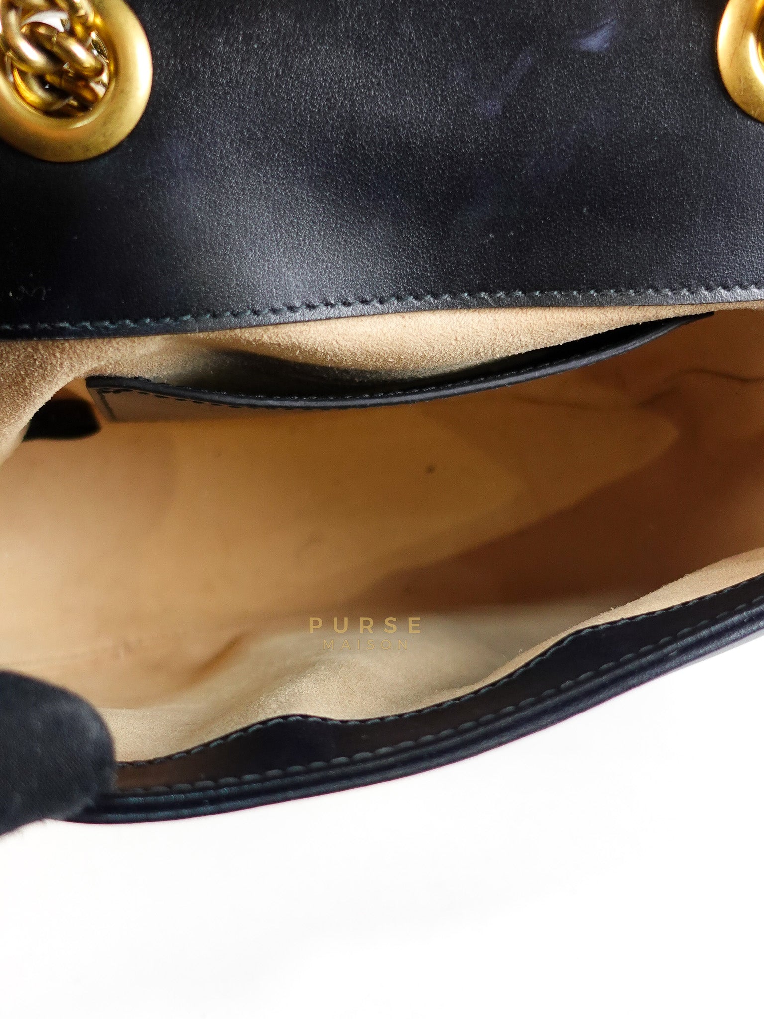 Marmont Flap Bag Mini in Black Matelasse Leather & Gold Hardware | Purse Maison Luxury Bags Shop