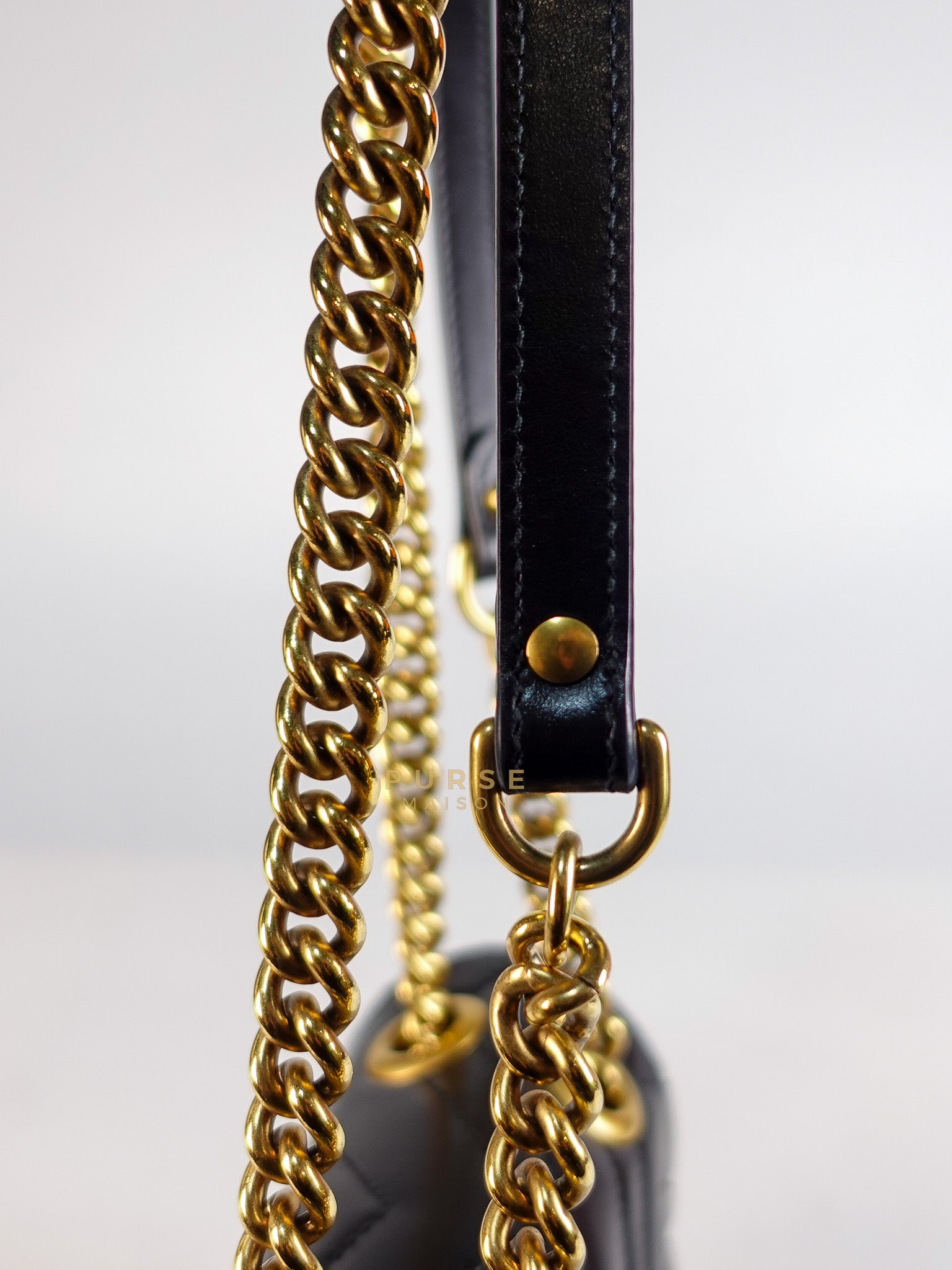 Marmont Flap Bag Mini in Black Matelasse Leather & Gold Hardware | Purse Maison Luxury Bags Shop