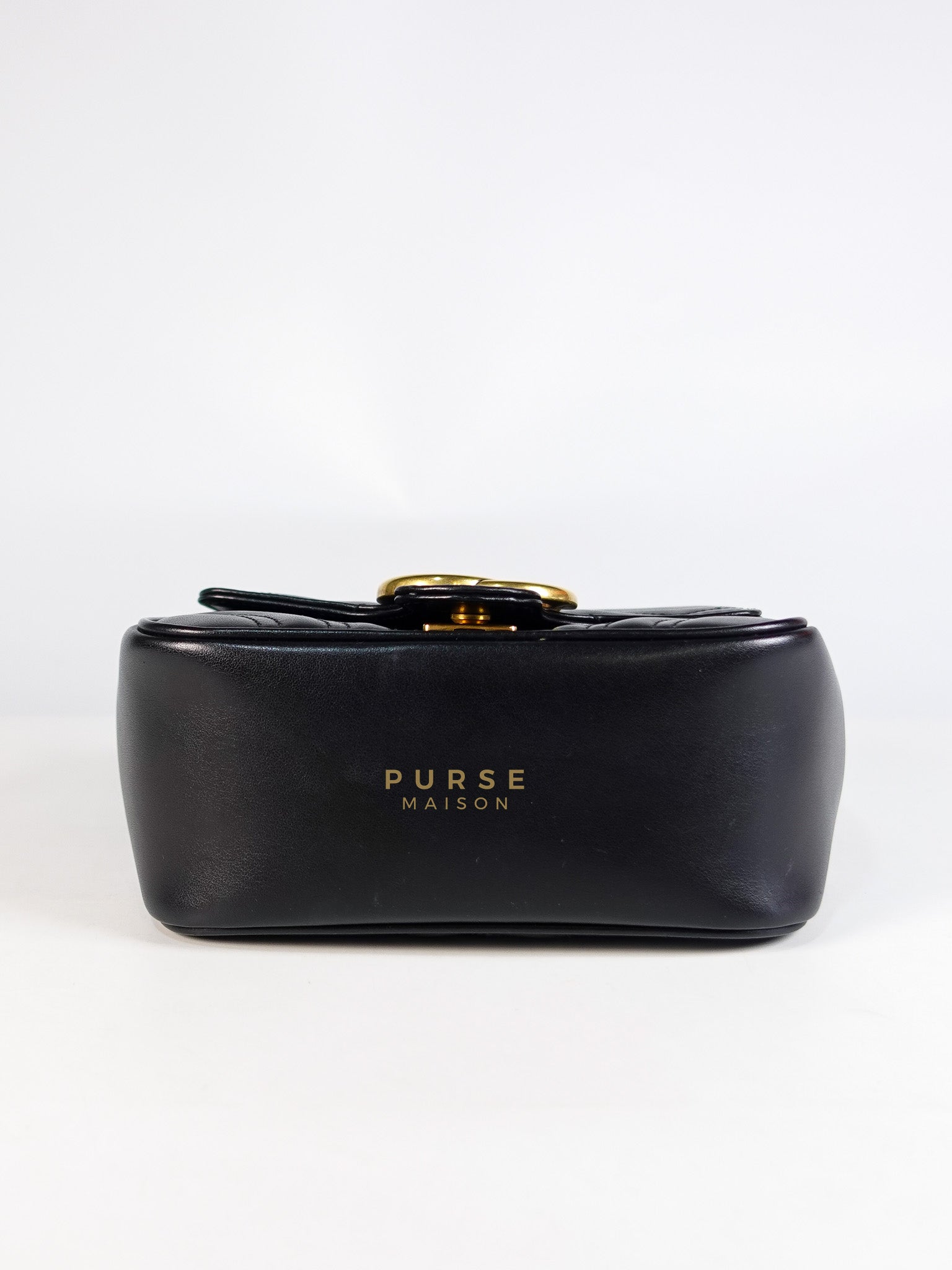 Marmont Flap Bag Mini in Black Matelasse Leather & Gold Hardware | Purse Maison Luxury Bags Shop
