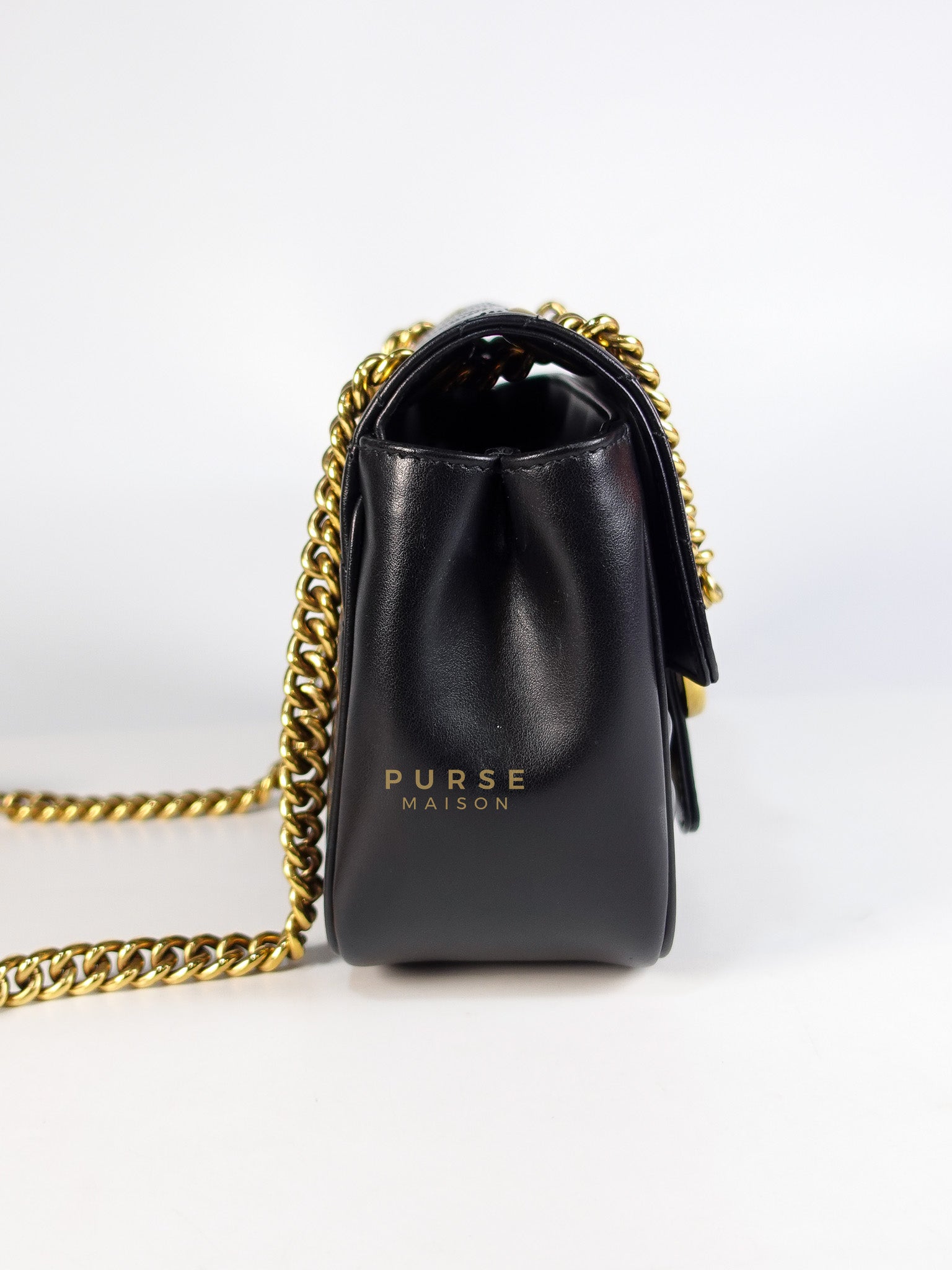 Marmont Flap Bag Mini in Black Matelasse Leather & Gold Hardware | Purse Maison Luxury Bags Shop
