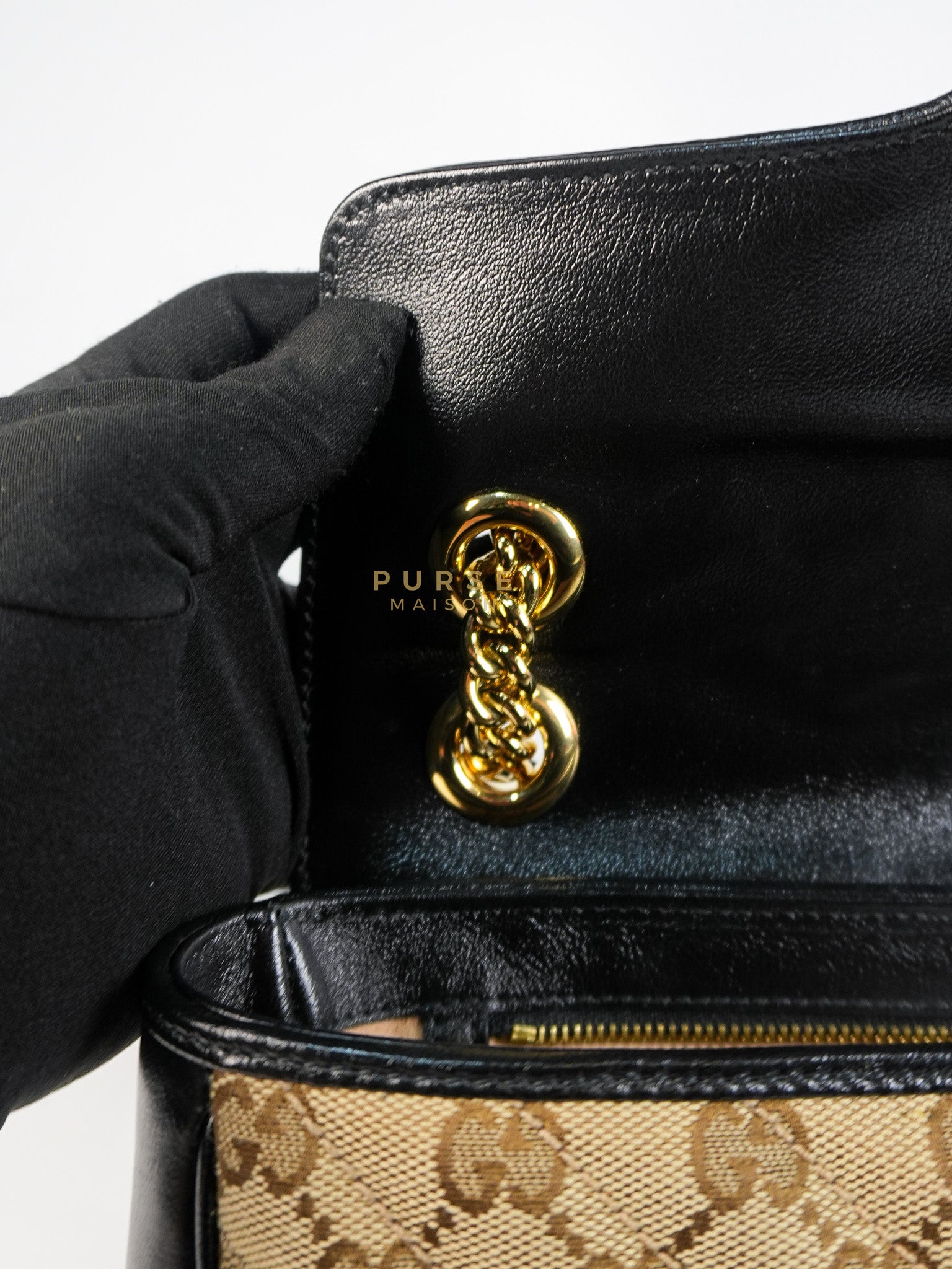 Marmont Flap Chain Shoulder Bag Small in GG Supreme Canvas (25cm x 7cm x 13cm) | Purse Maison Luxury Bags Shop