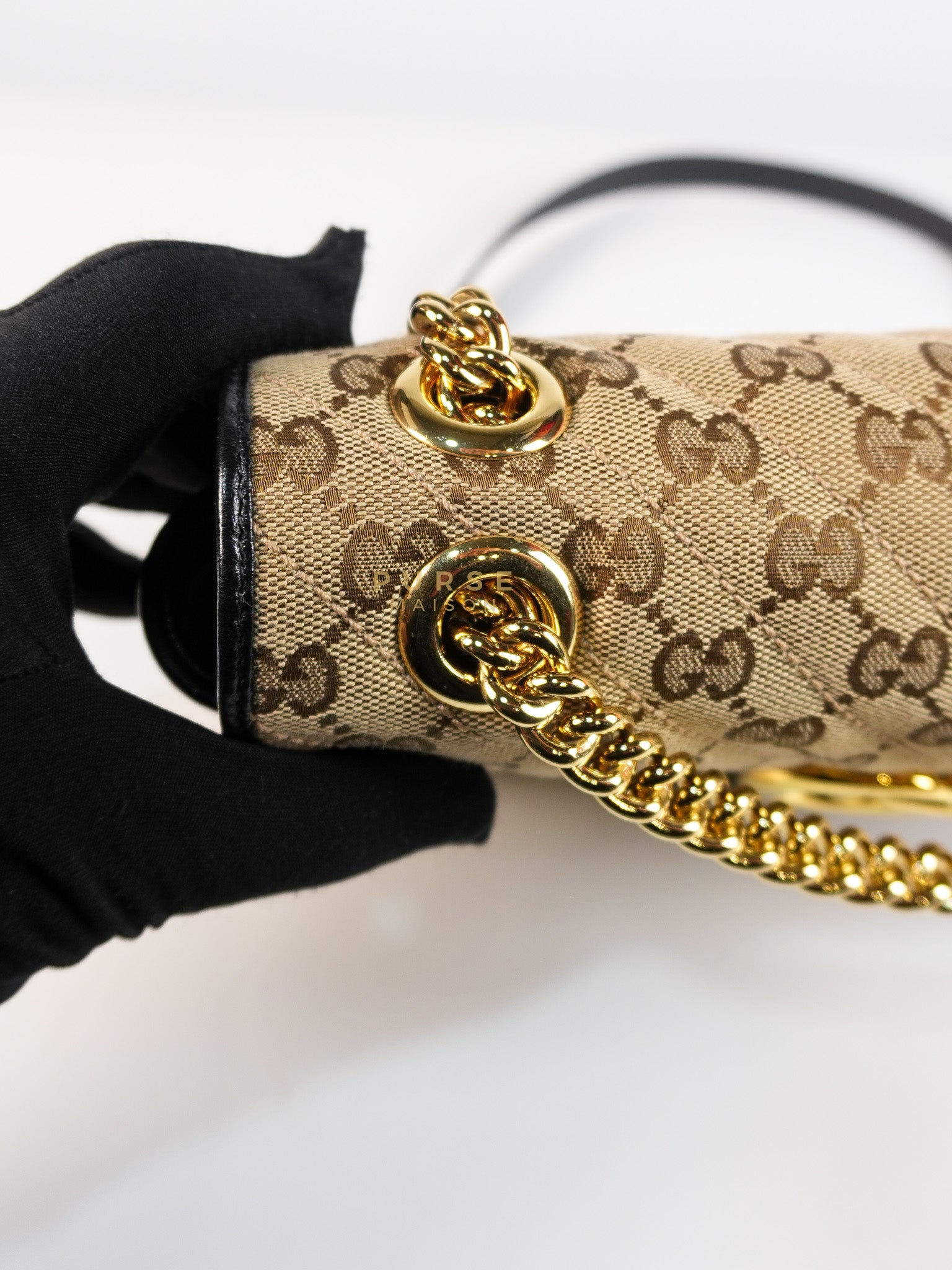Marmont Flap Chain Shoulder Bag Small in GG Supreme Canvas (25cm x 7cm x 13cm) | Purse Maison Luxury Bags Shop