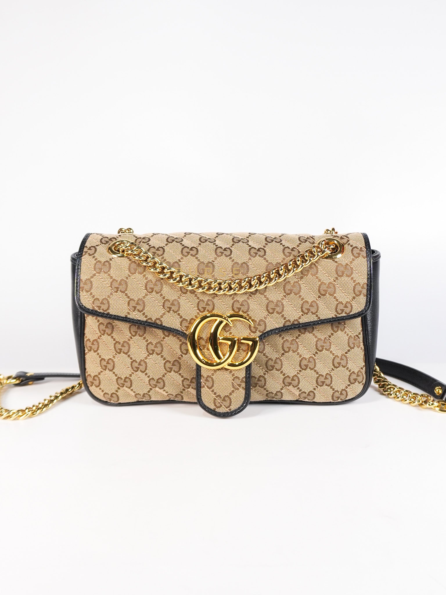 Marmont Flap Chain Shoulder Bag Small in GG Supreme Canvas (25cm x 7cm x 13cm) | Purse Maison Luxury Bags Shop