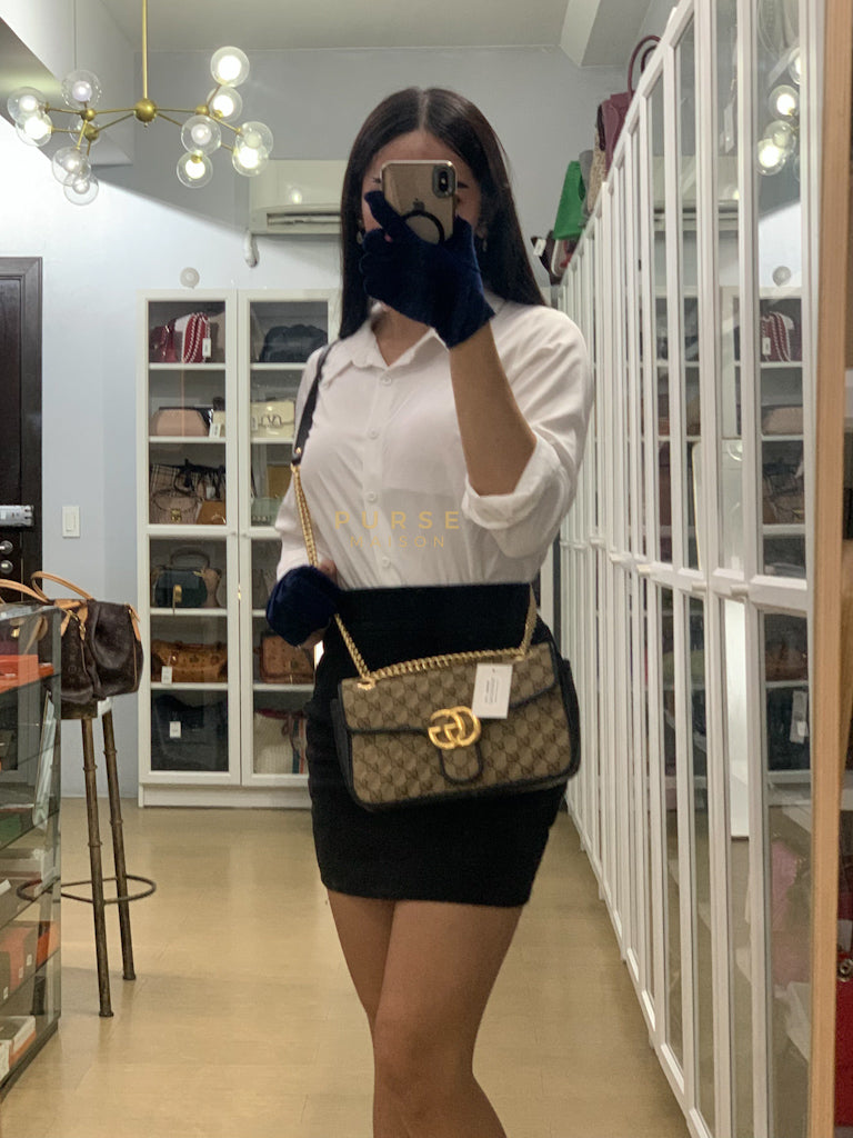 Marmont Flap Chain Shoulder Bag Small in GG Supreme Canvas (25cm x 7cm x 13cm) | Purse Maison Luxury Bags Shop