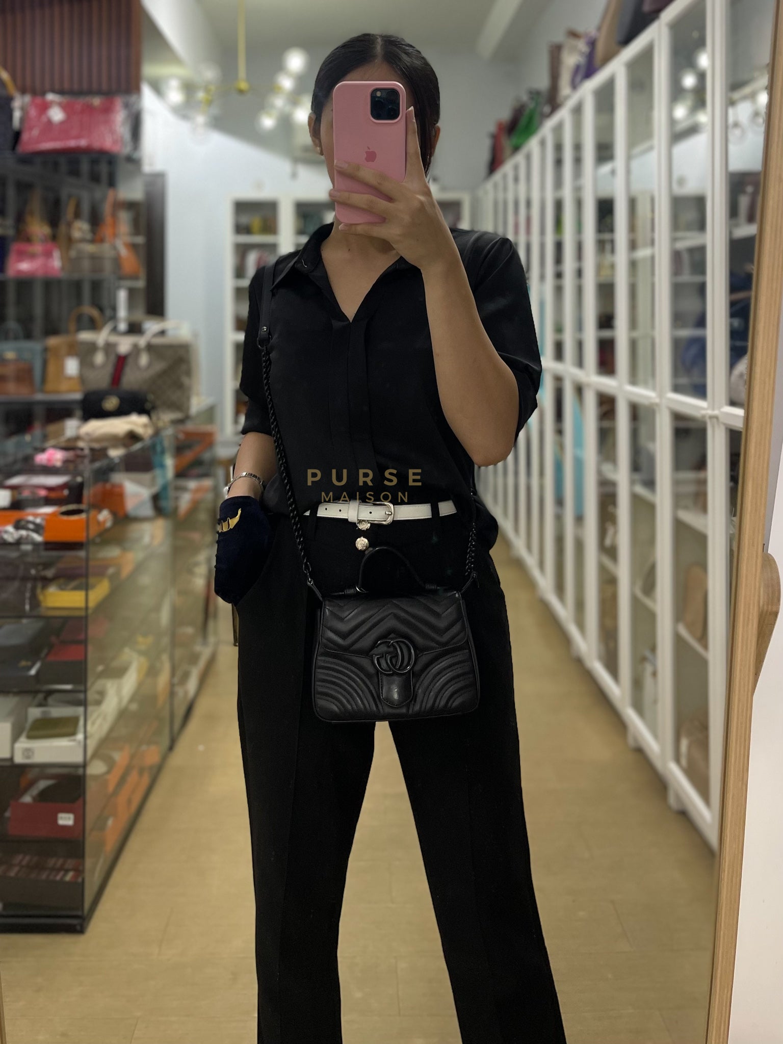 Marmont Flap Top Handle Bag Mini So Black | Purse Maison Luxury Bags Shop