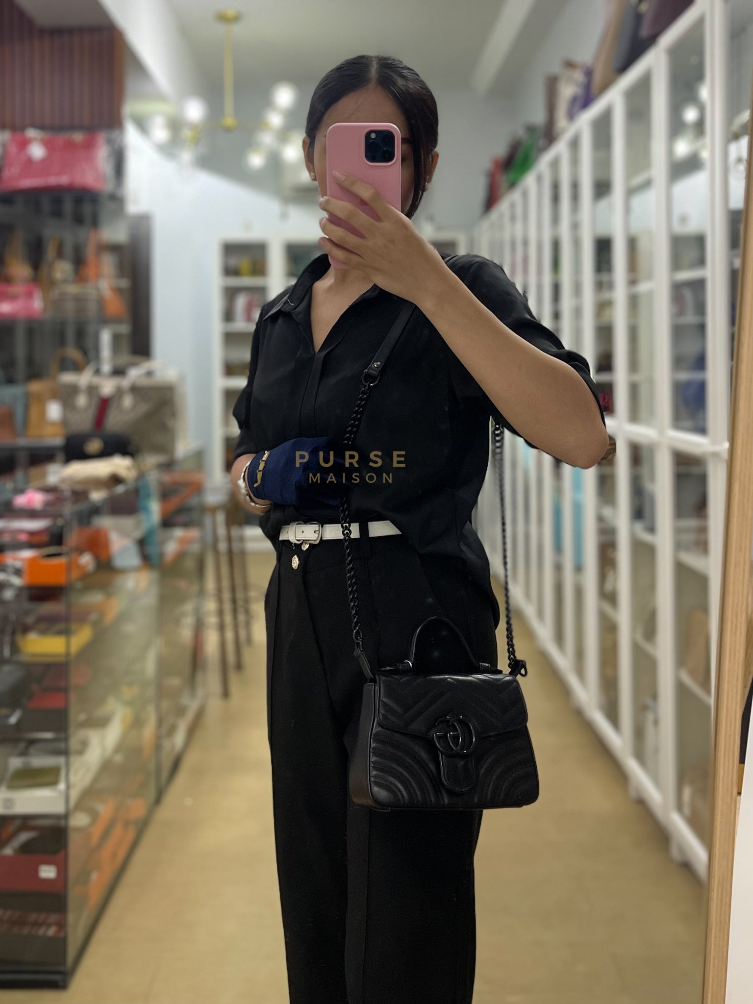 Marmont Flap Top Handle Bag Mini So Black | Purse Maison Luxury Bags Shop