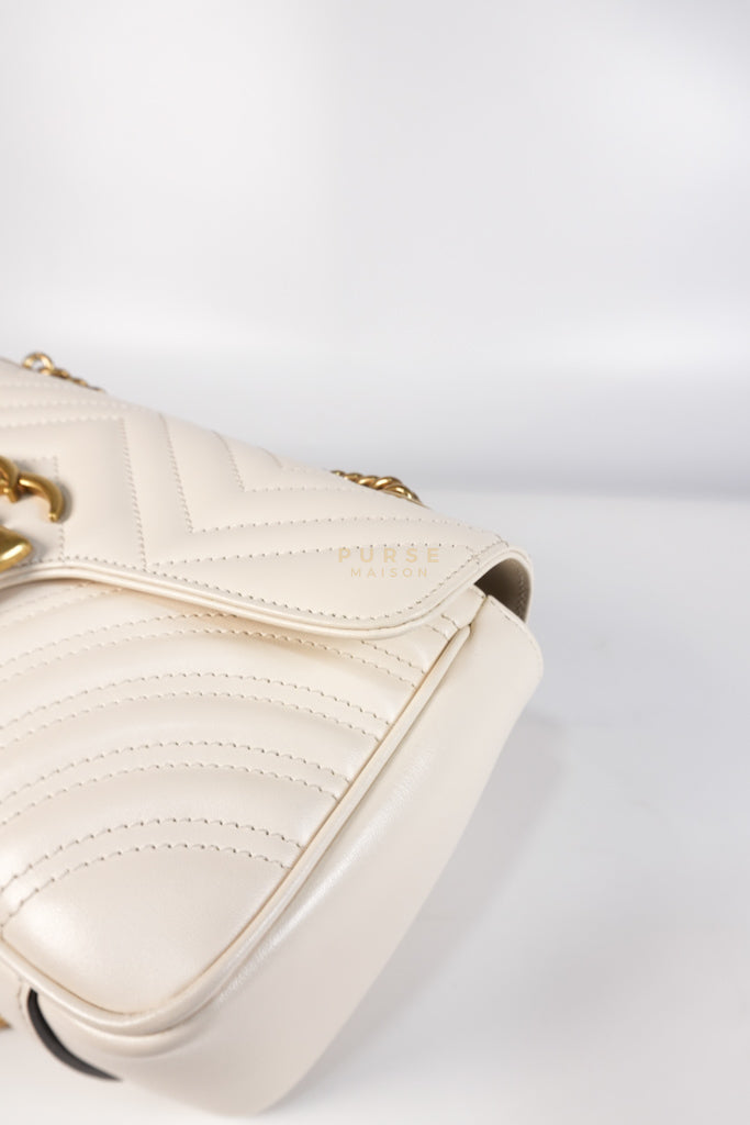 Marmont Small in Off-White Matelasse Leather | Purse Maison Luxury Bags Shop