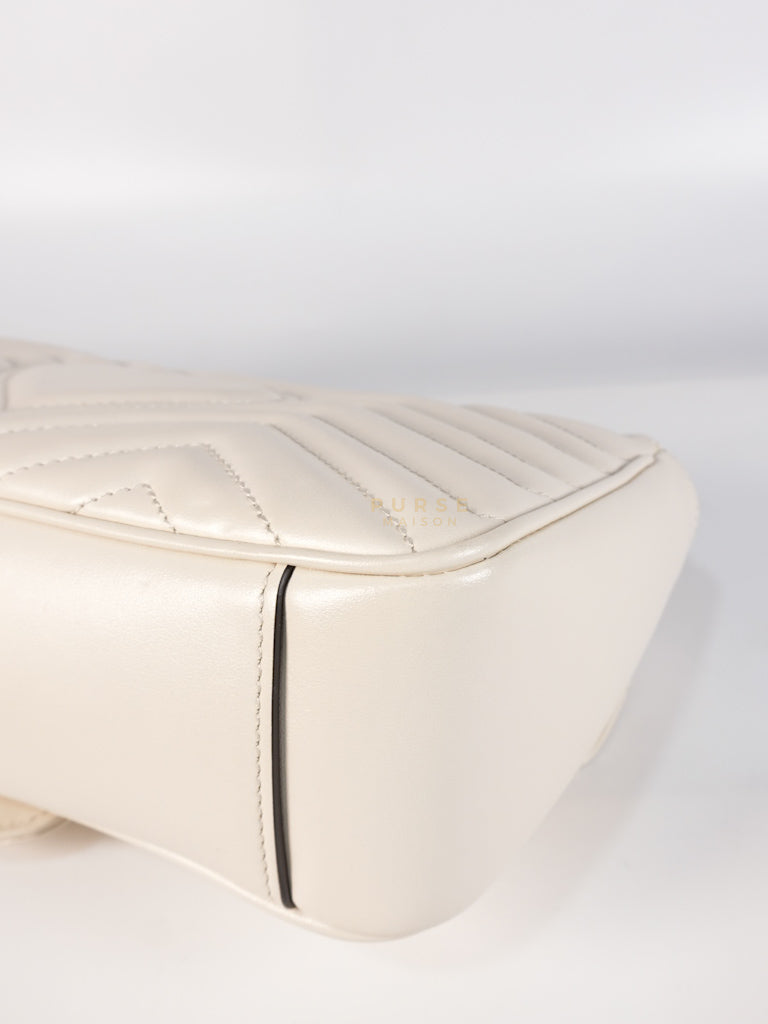 Marmont Small in Off-White Matelasse Leather | Purse Maison Luxury Bags Shop