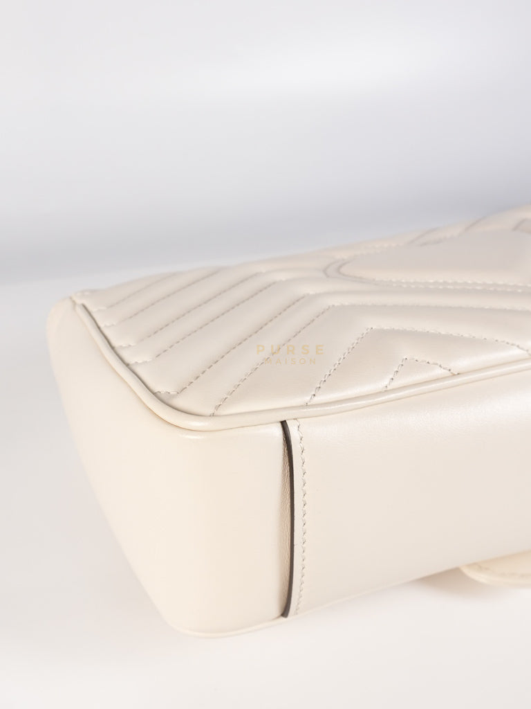 Marmont Small in Off-White Matelasse Leather | Purse Maison Luxury Bags Shop