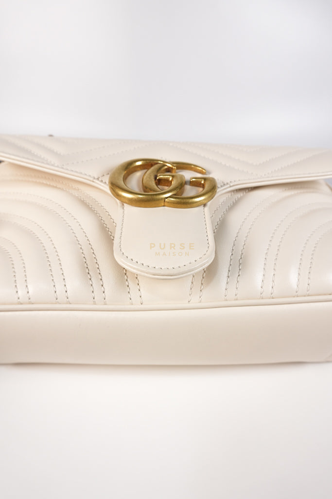 Marmont Small in Off-White Matelasse Leather | Purse Maison Luxury Bags Shop
