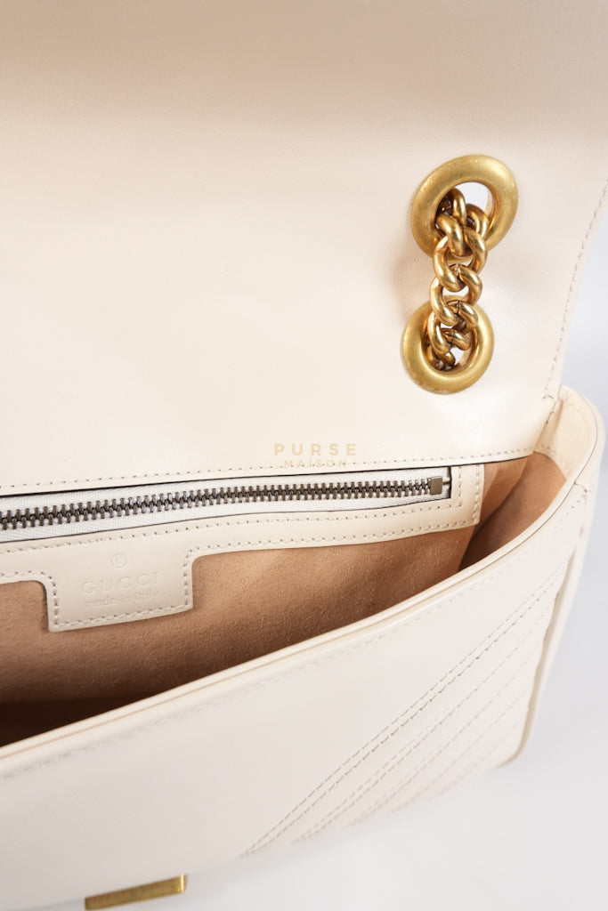 Marmont Small in Off-White Matelasse Leather | Purse Maison Luxury Bags Shop