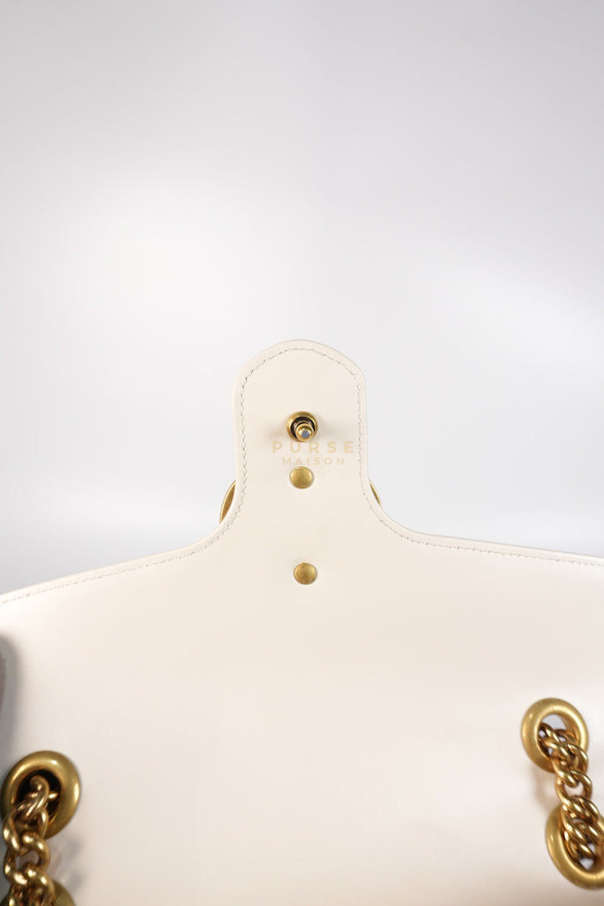 Marmont Small in Off-White Matelasse Leather | Purse Maison Luxury Bags Shop