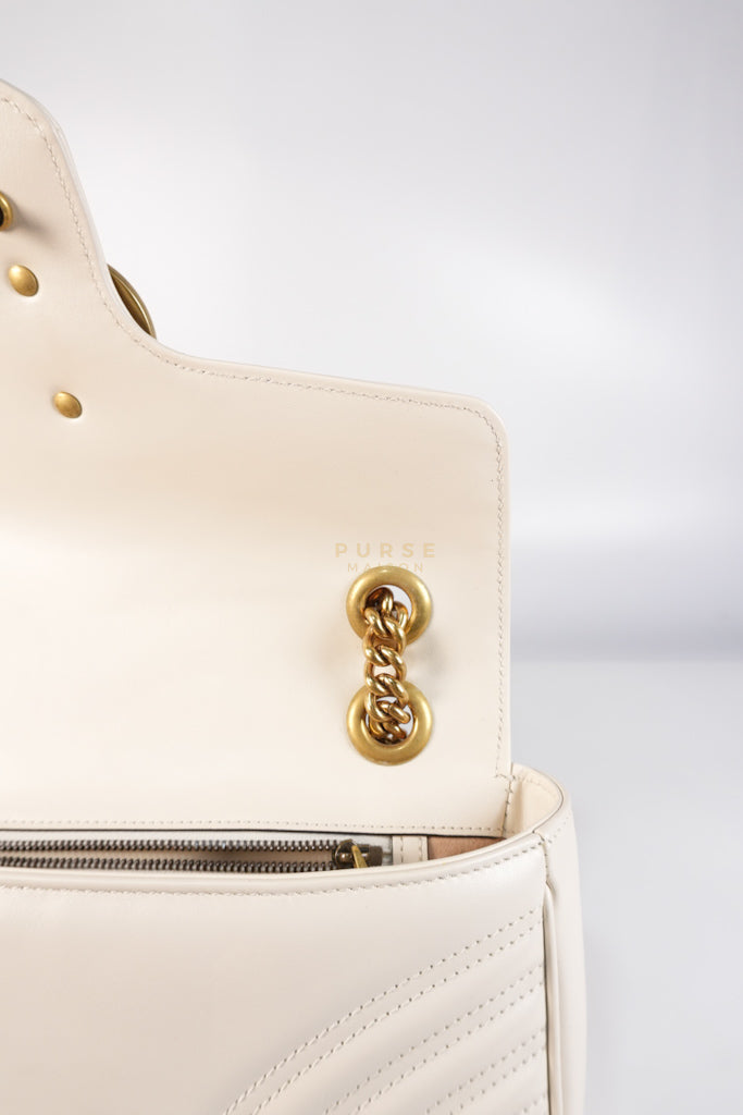 Marmont Small in Off-White Matelasse Leather | Purse Maison Luxury Bags Shop