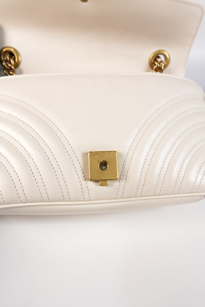 Marmont Small in Off-White Matelasse Leather | Purse Maison Luxury Bags Shop