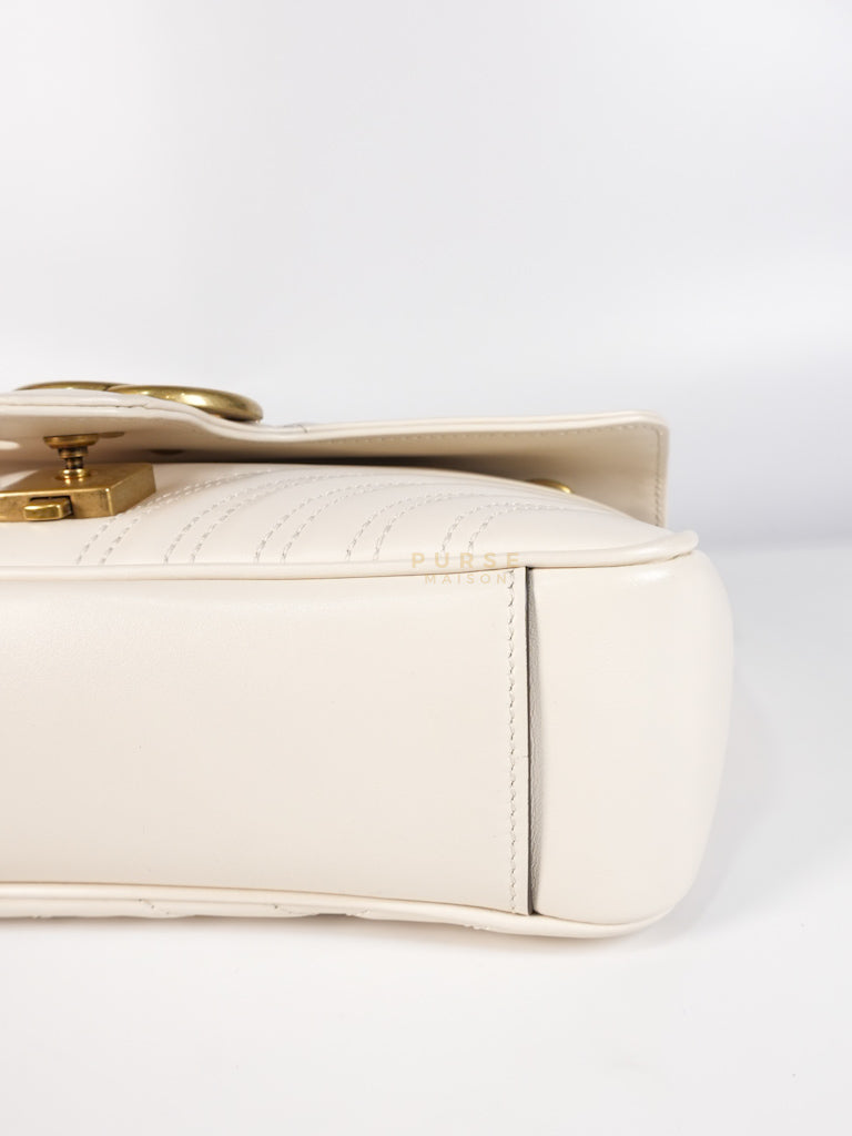 Marmont Small in Off-White Matelasse Leather | Purse Maison Luxury Bags Shop