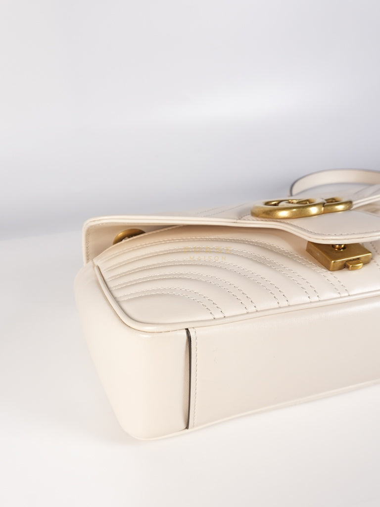Marmont Small in Off-White Matelasse Leather | Purse Maison Luxury Bags Shop