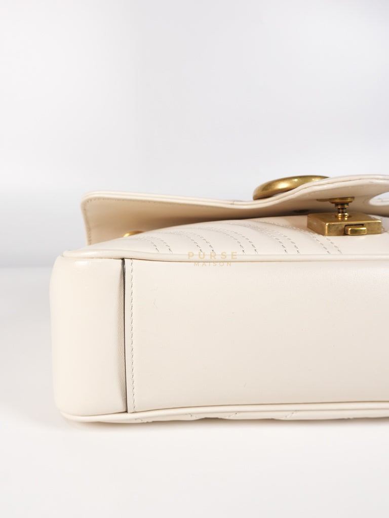 Marmont Small in Off-White Matelasse Leather | Purse Maison Luxury Bags Shop