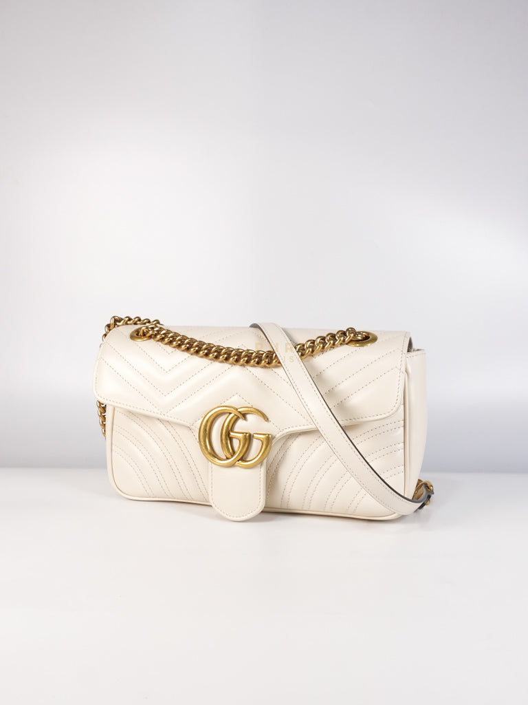 Marmont Small in Off-White Matelasse Leather | Purse Maison Luxury Bags Shop