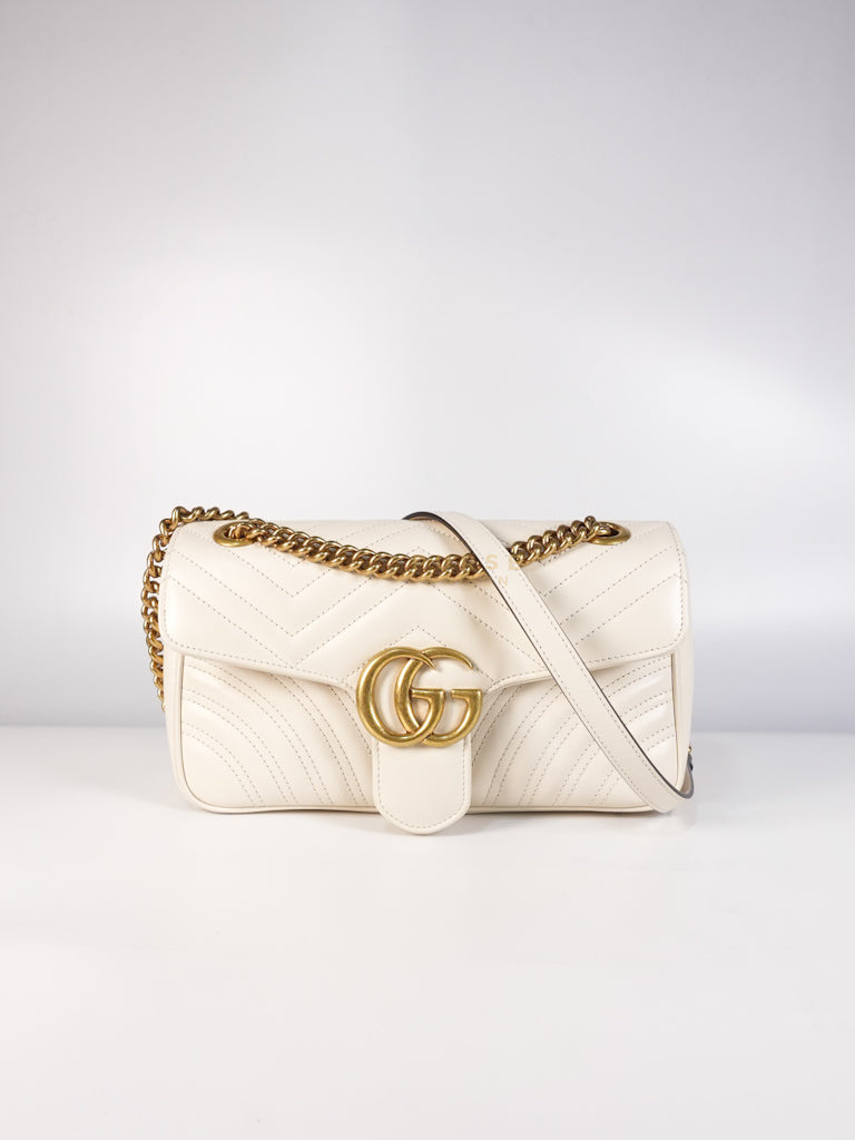 Marmont Small in Off-White Matelasse Leather | Purse Maison Luxury Bags Shop