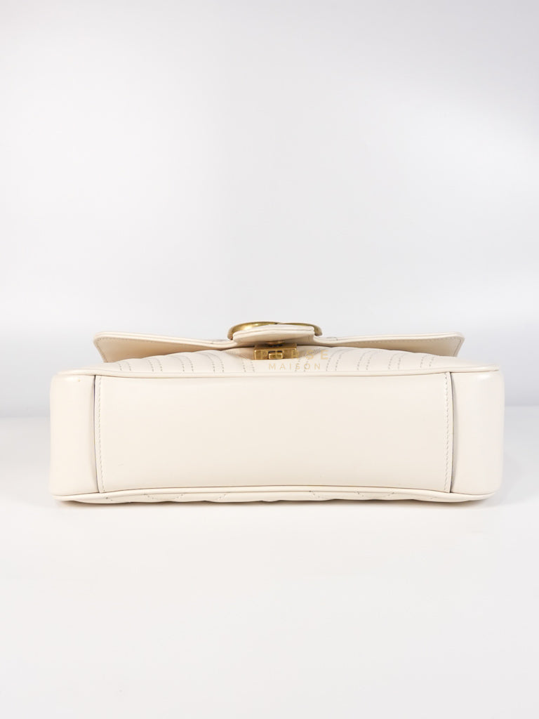 Marmont Small in Off-White Matelasse Leather | Purse Maison Luxury Bags Shop