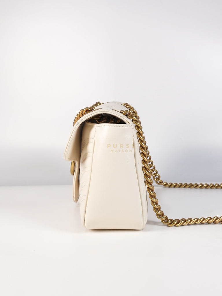 Marmont Small in Off-White Matelasse Leather | Purse Maison Luxury Bags Shop