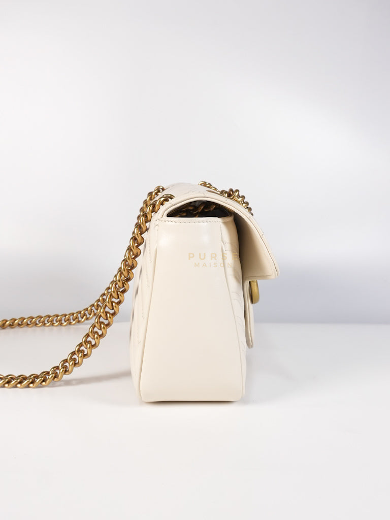 Marmont Small in Off-White Matelasse Leather | Purse Maison Luxury Bags Shop