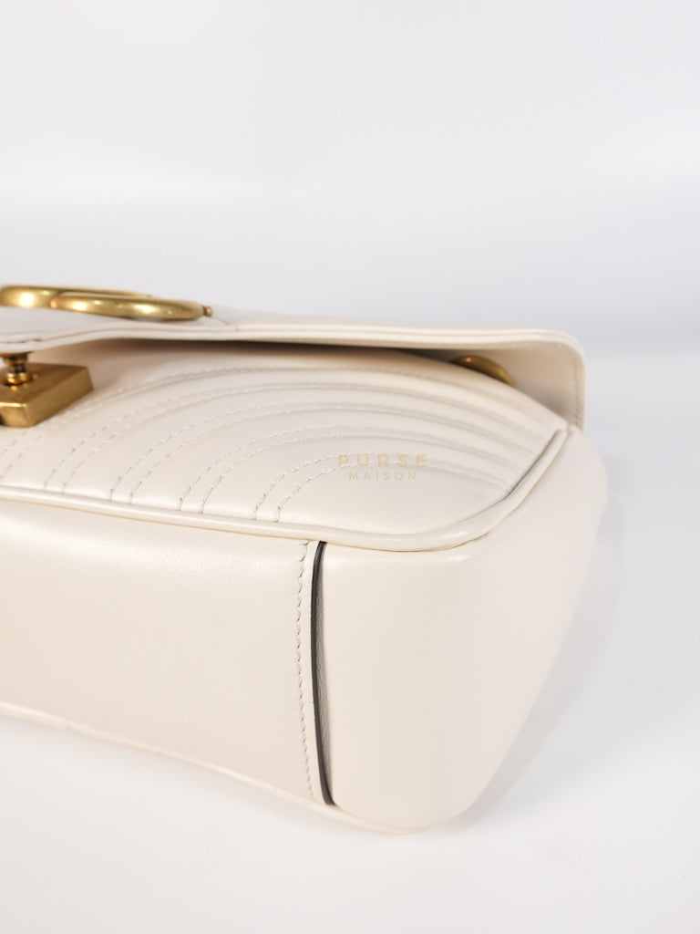 Marmont Small in Off-White Matelasse Leather | Purse Maison Luxury Bags Shop