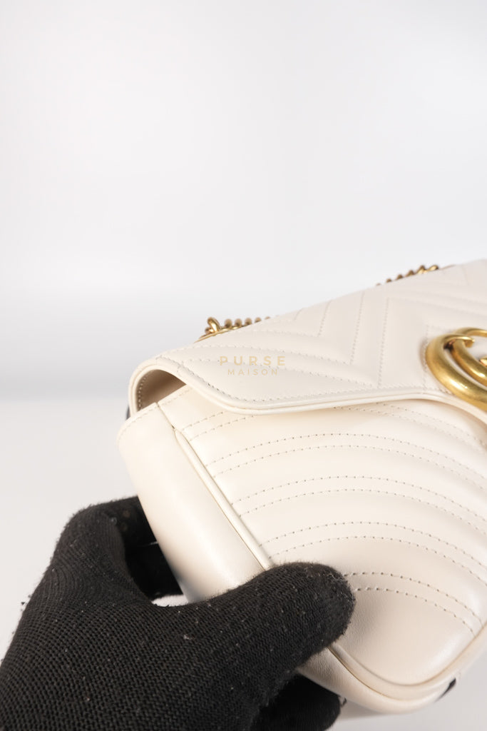 Marmont Small in Off-White Matelasse Leather | Purse Maison Luxury Bags Shop