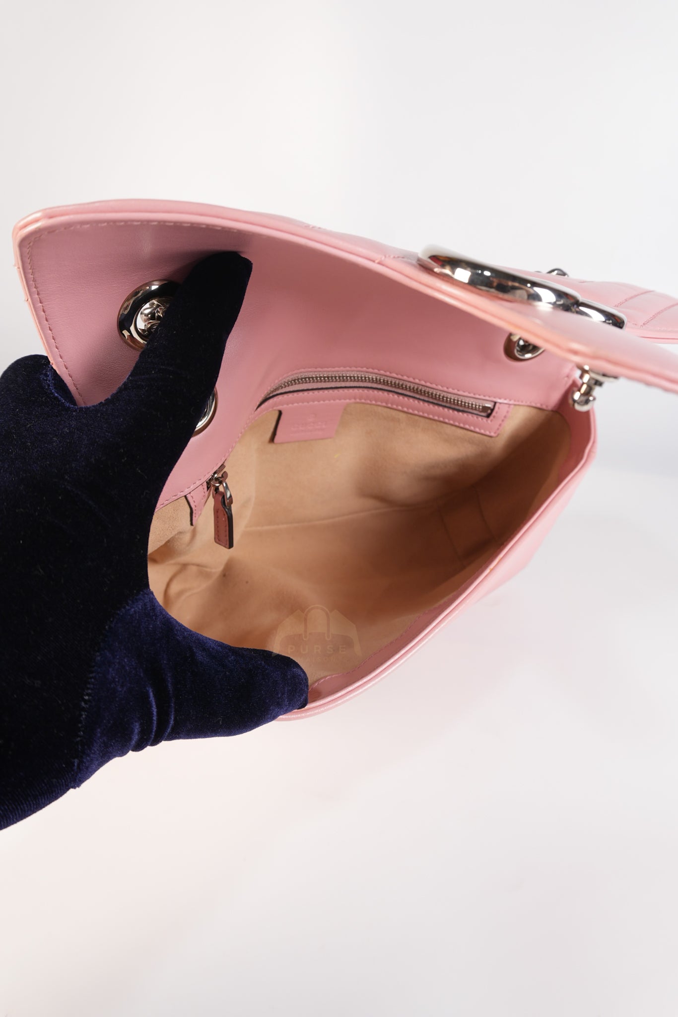 Marmont Small in Pink Matelasse Leather and Silver Hardware Crossbody Bag | Purse Maison Luxury Bags Shop