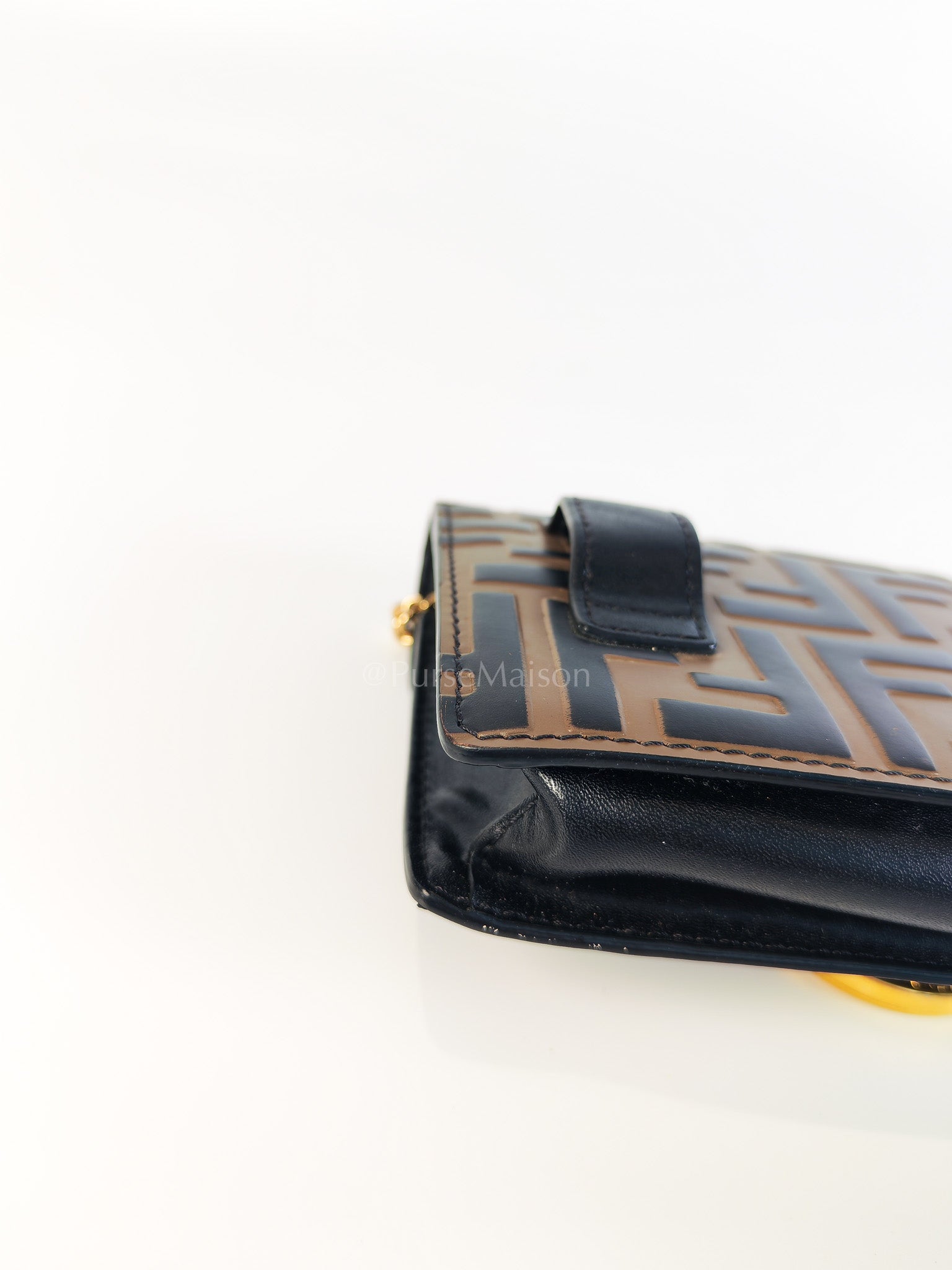 Marron Zucca F Convertible Belt Bag in Black With Chain | Purse Maison Luxury Bags Shop