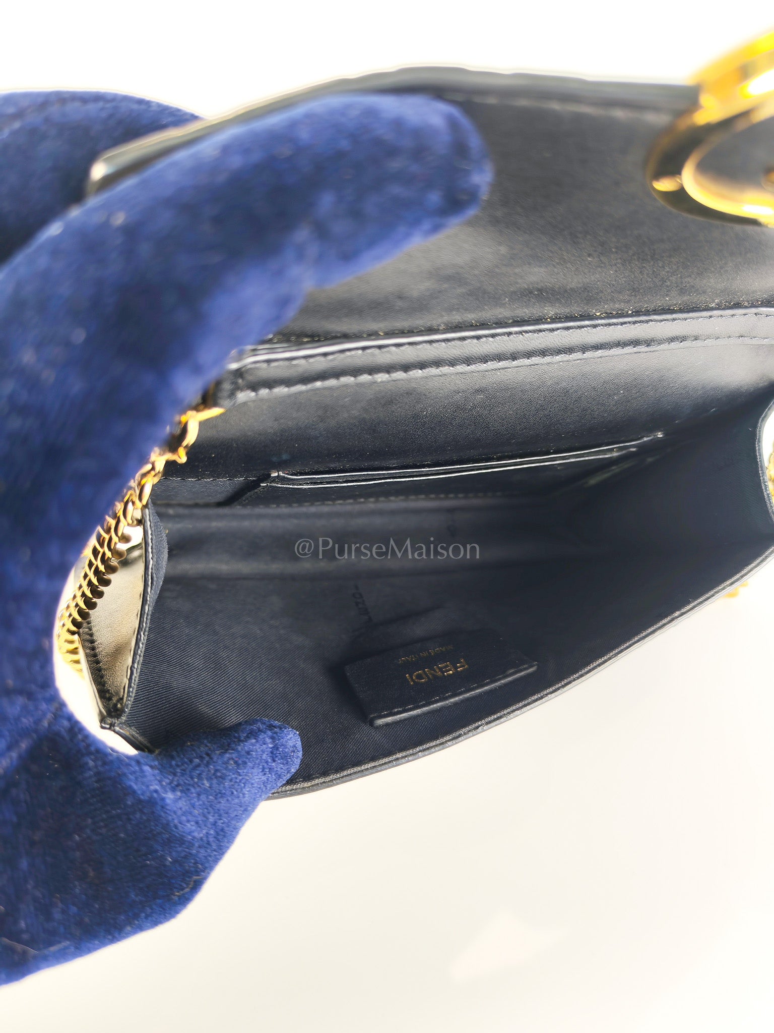 Marron Zucca F Convertible Belt Bag in Black With Chain | Purse Maison Luxury Bags Shop