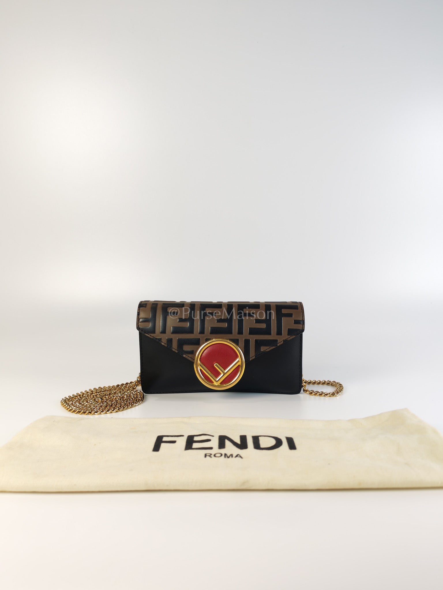 Marron Zucca F Convertible Belt Bag in Black With Chain | Purse Maison Luxury Bags Shop