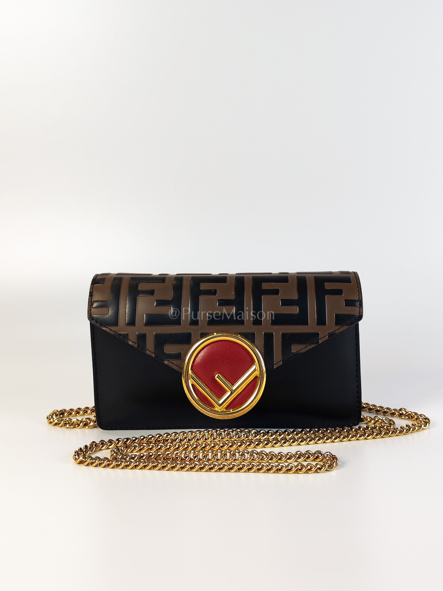 Marron Zucca F Convertible Belt Bag in Black With Chain | Purse Maison Luxury Bags Shop