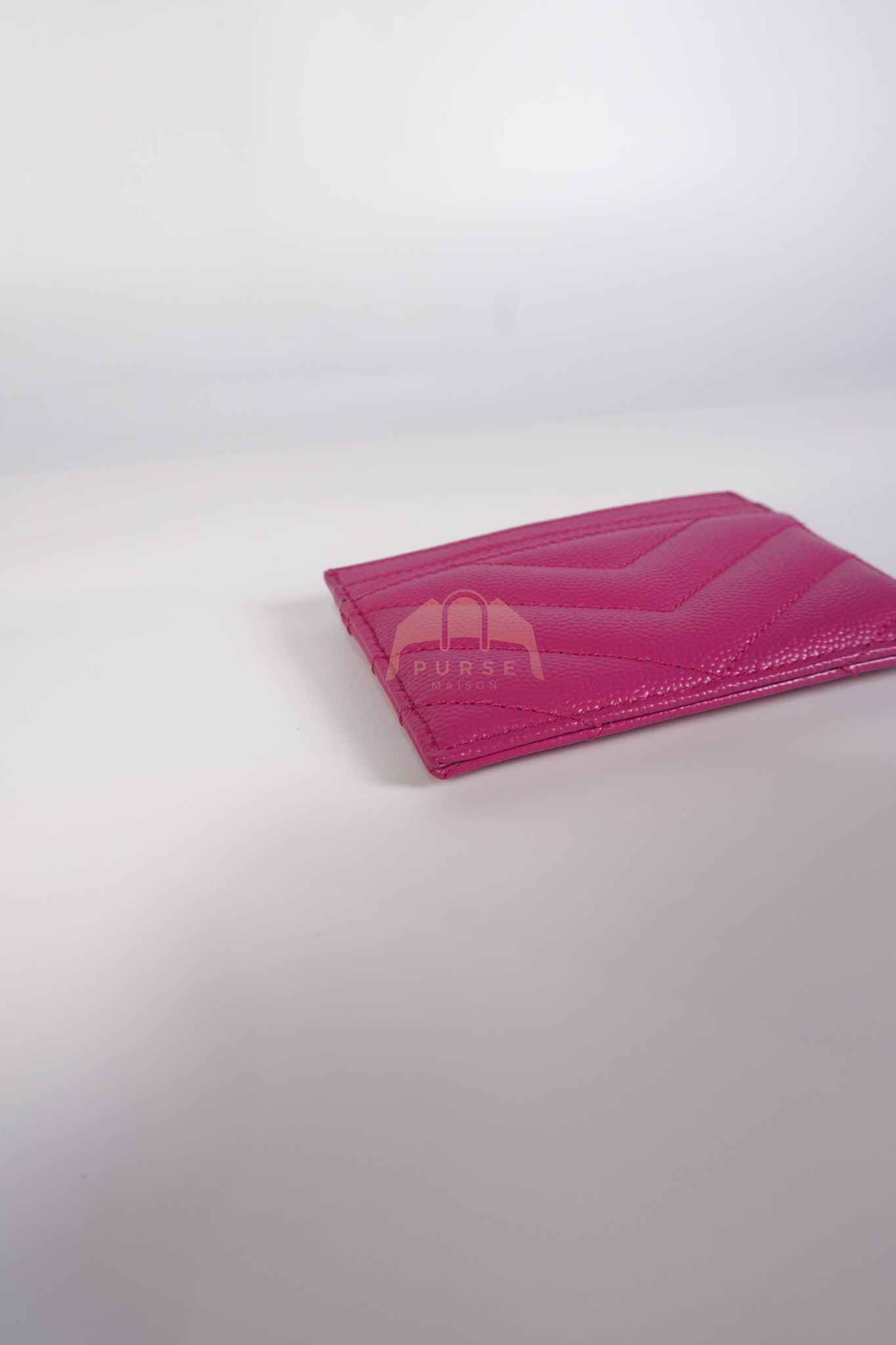 Matelasse Card Holder in Pink Grain De Poudre Leather & Gold Hardware | Purse Maison Luxury Bags Shop