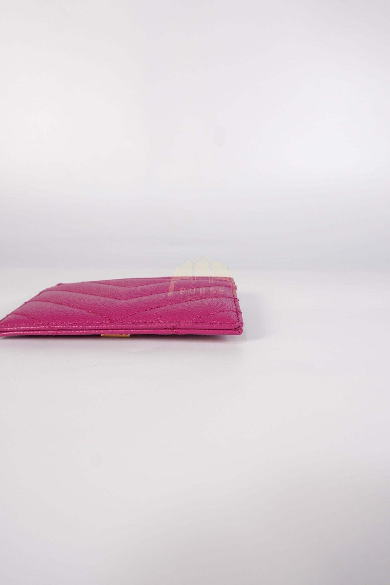 Matelasse Card Holder in Pink Grain De Poudre Leather & Gold Hardware | Purse Maison Luxury Bags Shop