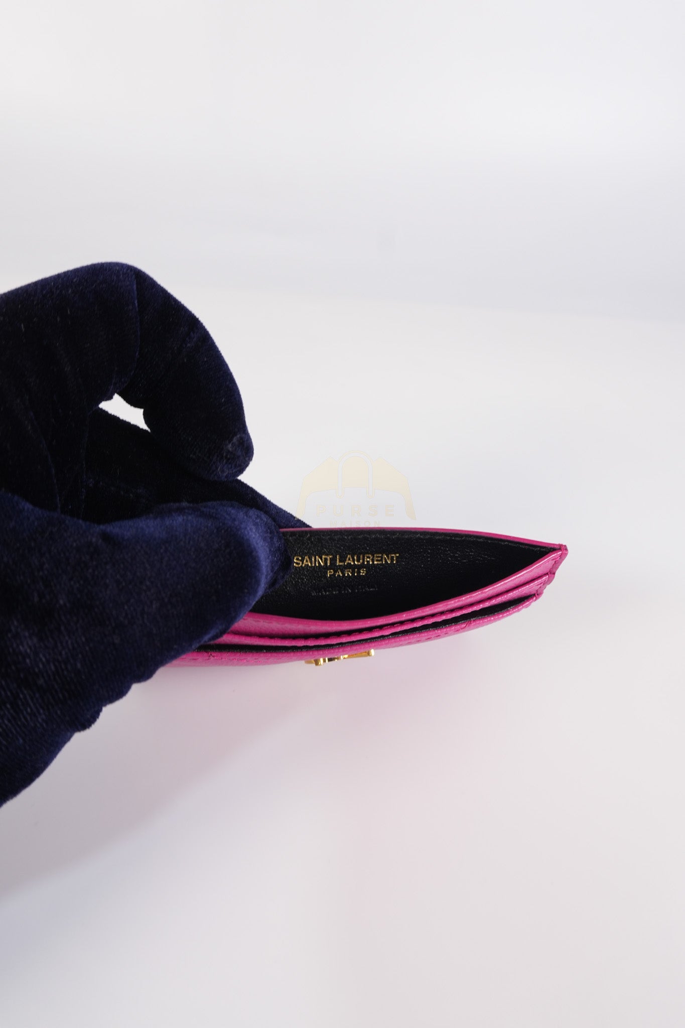 Matelasse Card Holder in Pink Grain De Poudre Leather & Gold Hardware | Purse Maison Luxury Bags Shop