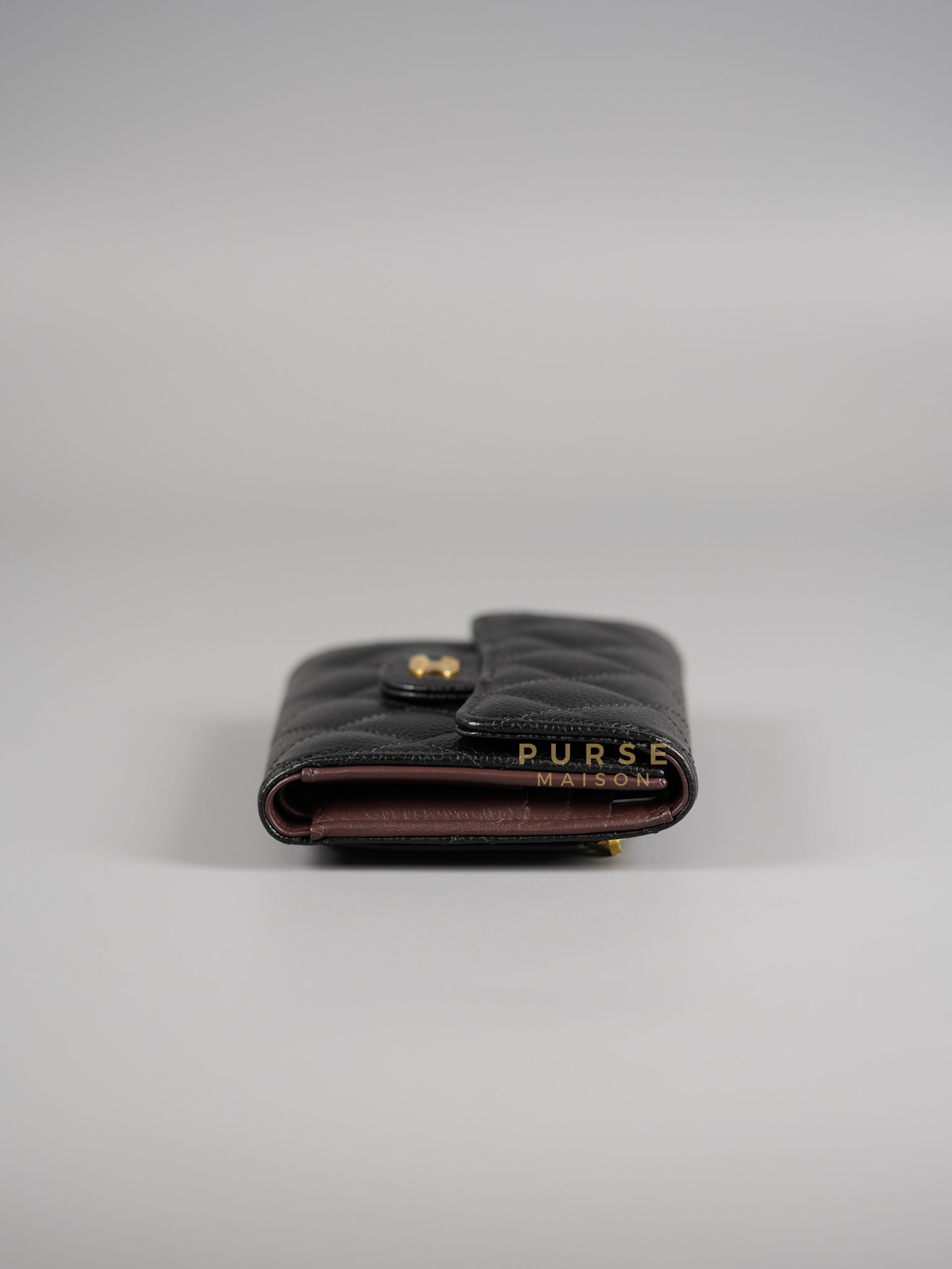 Matelasse CC Trifold Compact Wallet Black Caviar Leather & Gold Hardware (Series 32) | Purse Maison Luxury Bags Shop