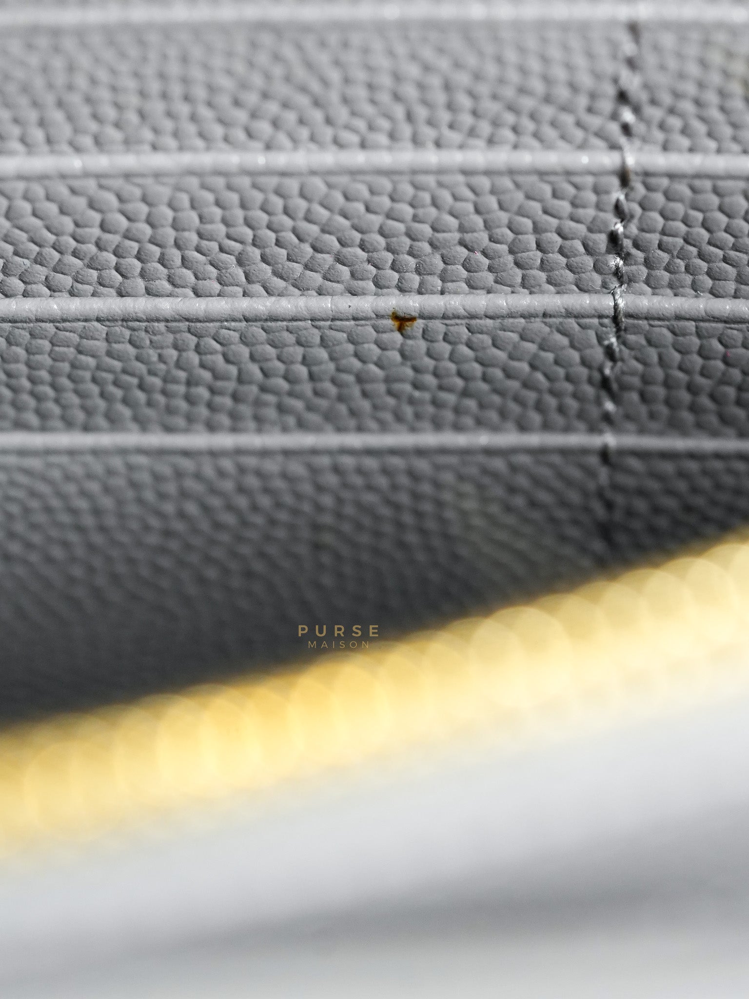 Matelasse Gray Medium Grained de Poudre Wallet on Chain | Purse Maison Luxury Bags Shop